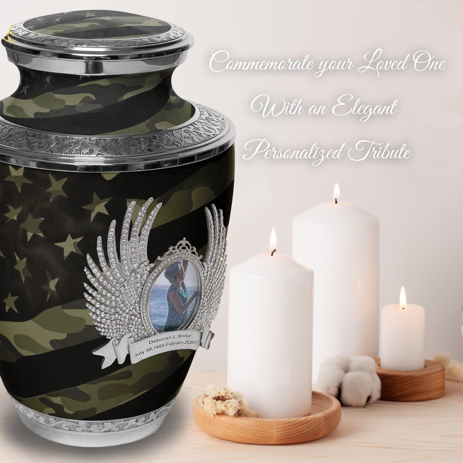 Military Digital Camo Cremation Urns for Men - Large Adult Human Ashes Urn for Funeral, Dad, Veterans - Perfect for Memorial Services & Home Display