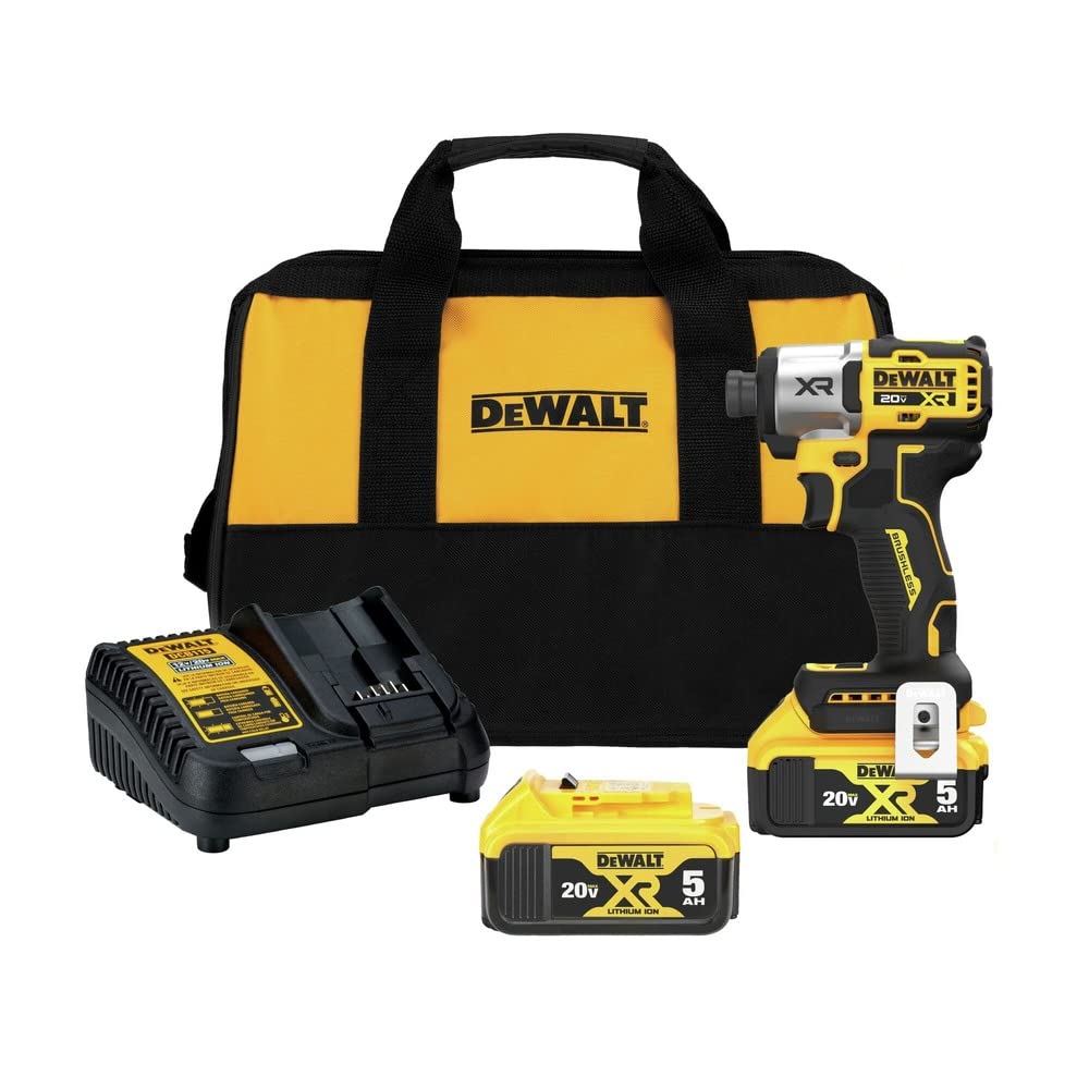 DEWALT DCF845P2 20V MAX Cordless Impact Driver Kit with 3-Speed Settings, 2 Batteries & Charger - Perfect for Construction, Woodworking & DIY Projects