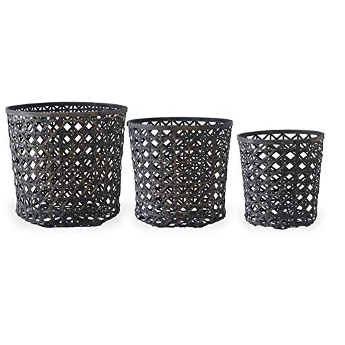 Set of 3 Open Weave Bamboo Round Nesting Baskets (Grad Sizes)