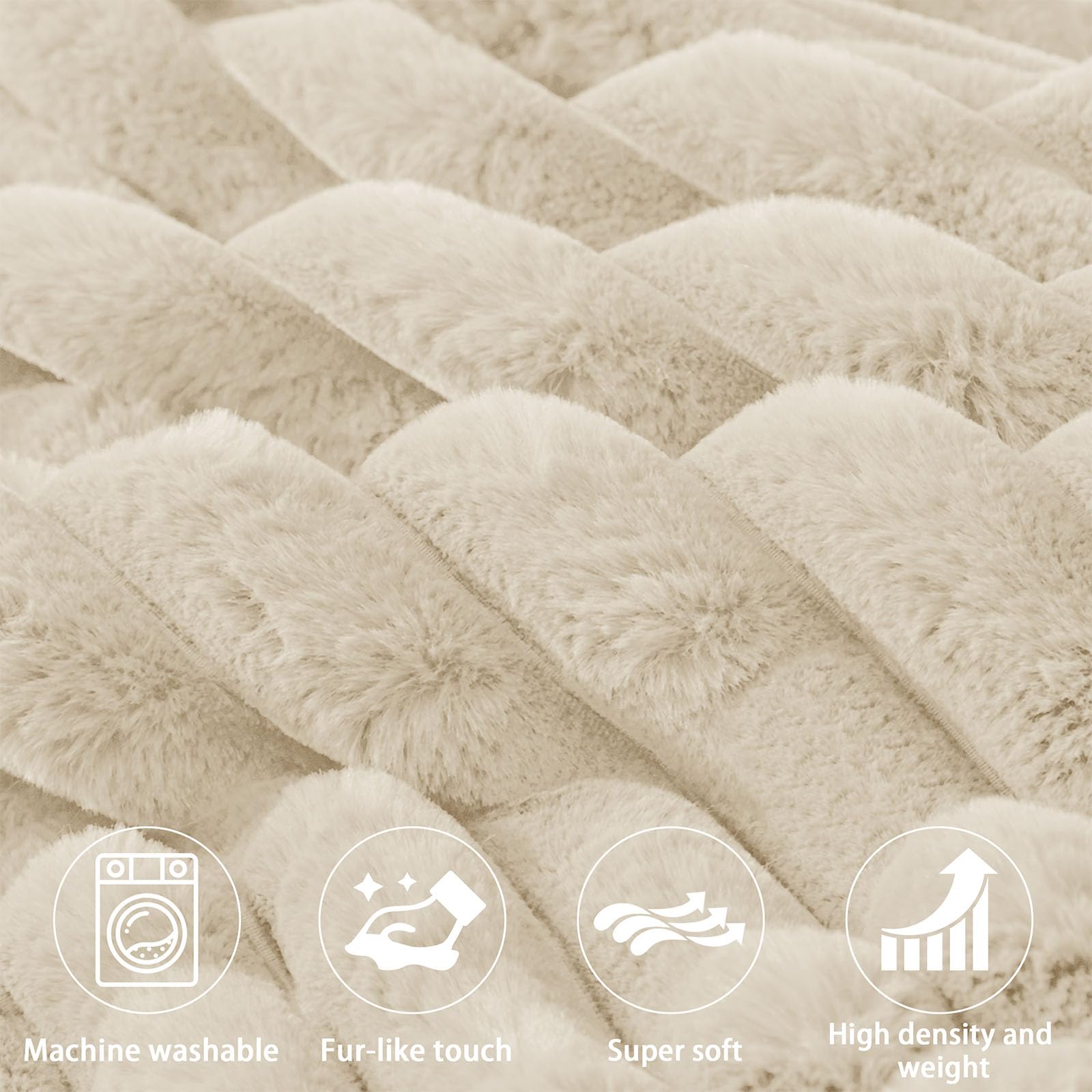 Luxury Faux Fur Headboard Pillow Set - 2 Pack Neck Roll Pillows with Soft & Supportive Queen Size Headboard Cushion & Removable Cover (Beige) - Perfect for Bedroom Decor, Reading, Relaxing & Back Support
