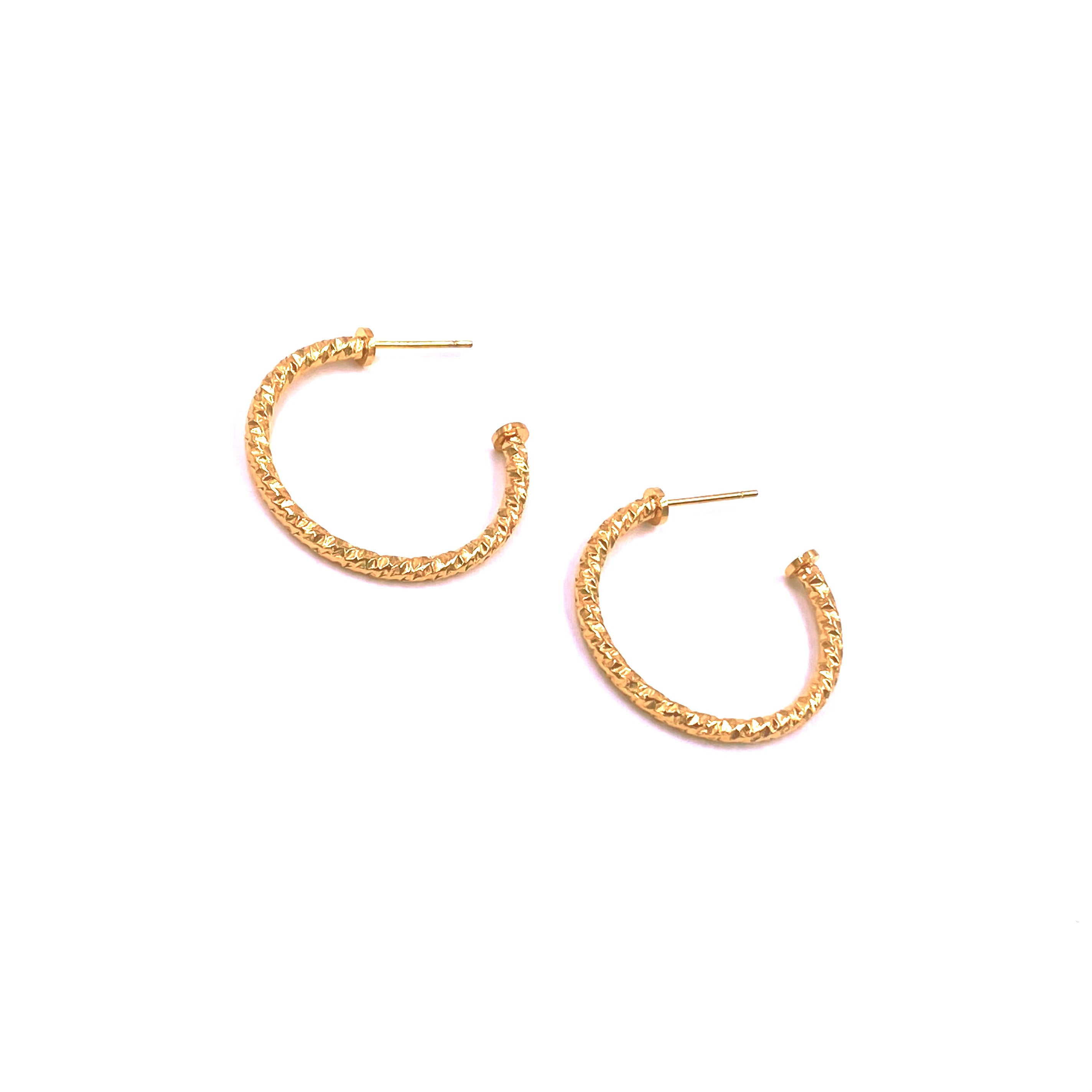 Ashley Gold Stainless Steel 14K Gold Plated Diamond Cut Hoop Earrings for Women - Perfect for Parties, Weddings & Everyday Wear
