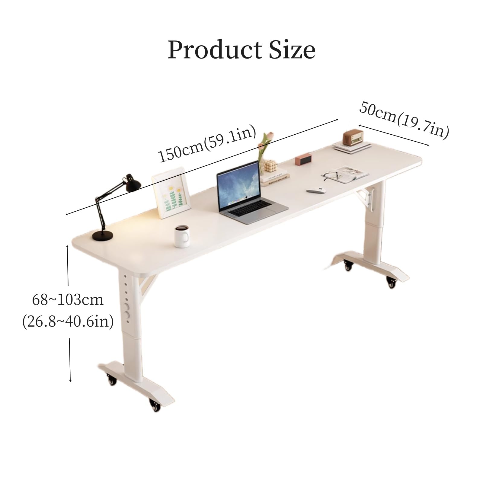 Adjustable Overbed Table with Wheels - Mobile Bed Desk for Laptop, Breakfast, Reading & Work - Perfect for Hospital, Home & Office Use