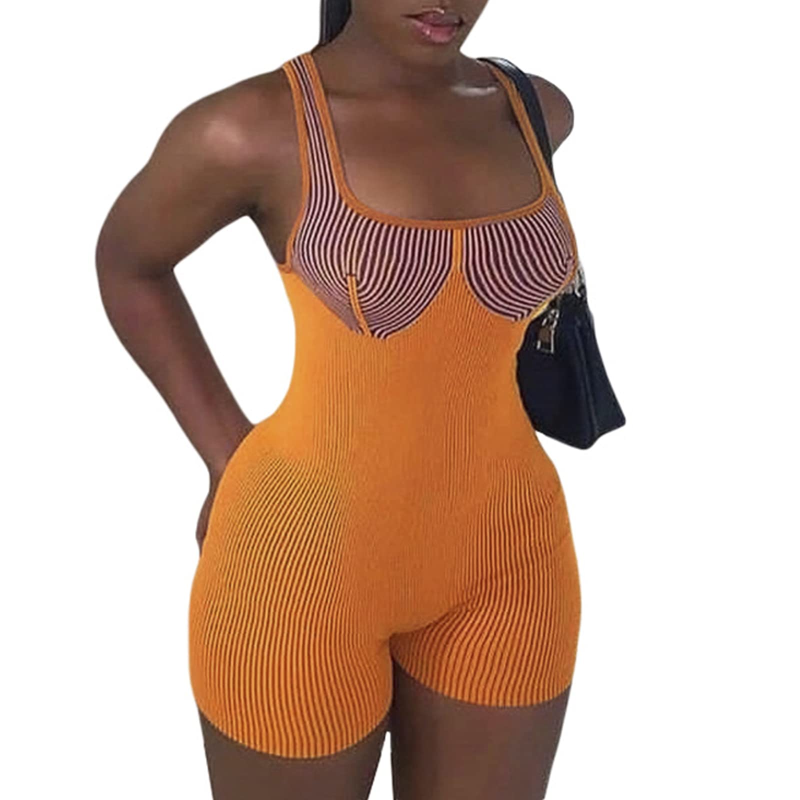 Sexy Women's Romper - Sleeveless Square Neck Backless Jumpsuit with Shorts | Clubwear, Party Outfit, Night Out Dress for Women | Perfect for Clubbing, Date Nights & Summer Festivals