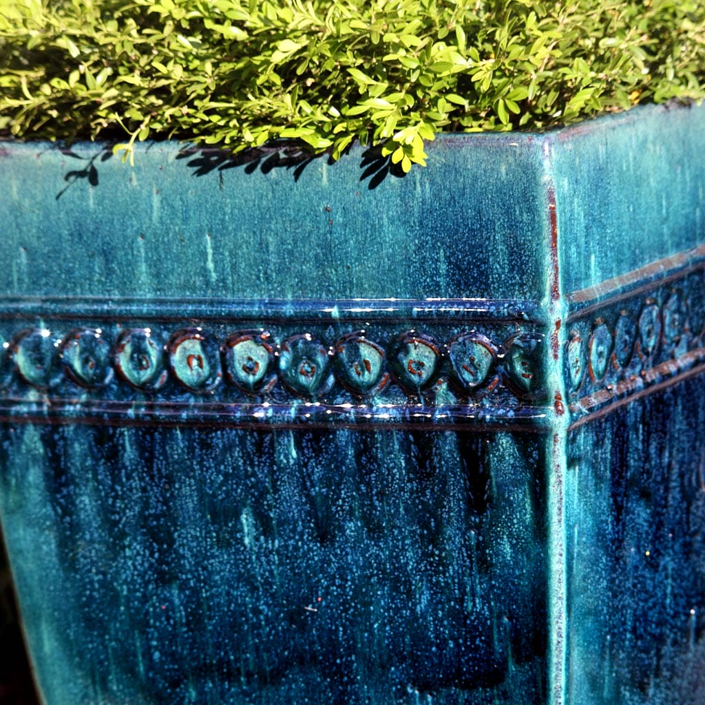 Campania International Indigo Rain Borsa Square Planter Set of 3 - Modern Indoor Outdoor Garden Decor for Patio, Balcony & Home Décor
