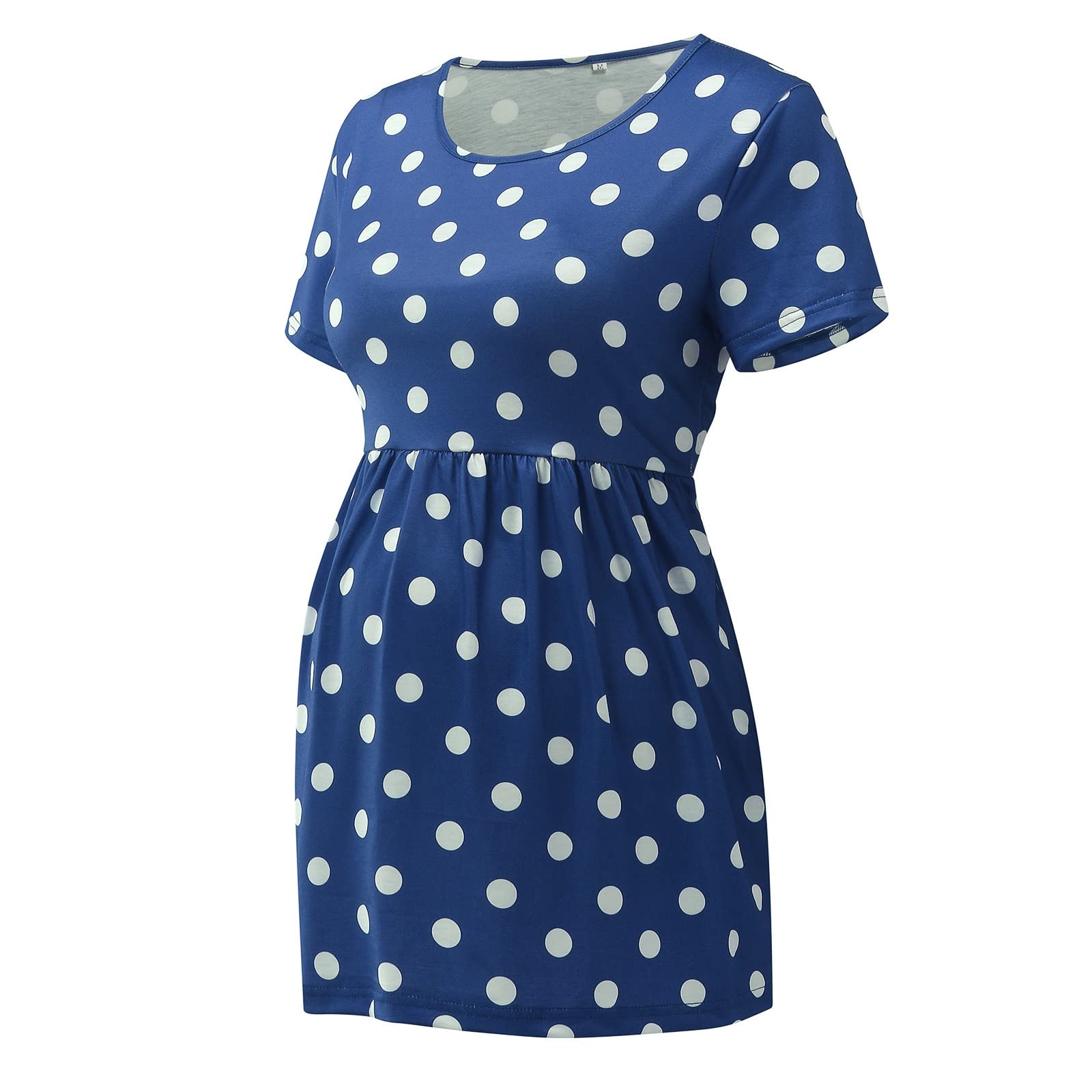 **Women's Maternity Casual Short Sleeve Dot Print T-Shirt - Cute Funny Pregnancy Top for Everyday Wear, Nursing & Maternity Photos**