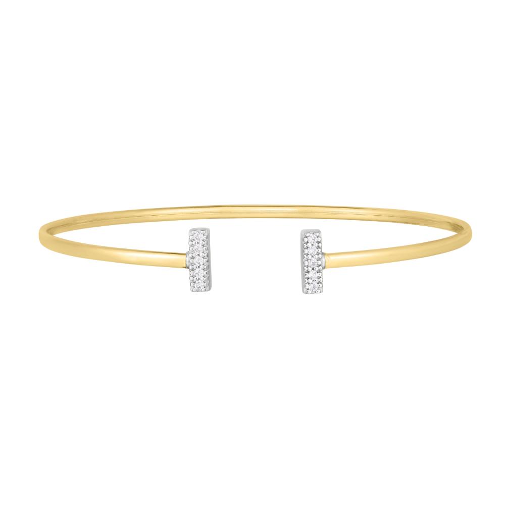14K Gold Diamond Tee Bar Bangle Bracelet for Women - Elegant Stackable Jewelry for Everyday Wear & Special Occasions