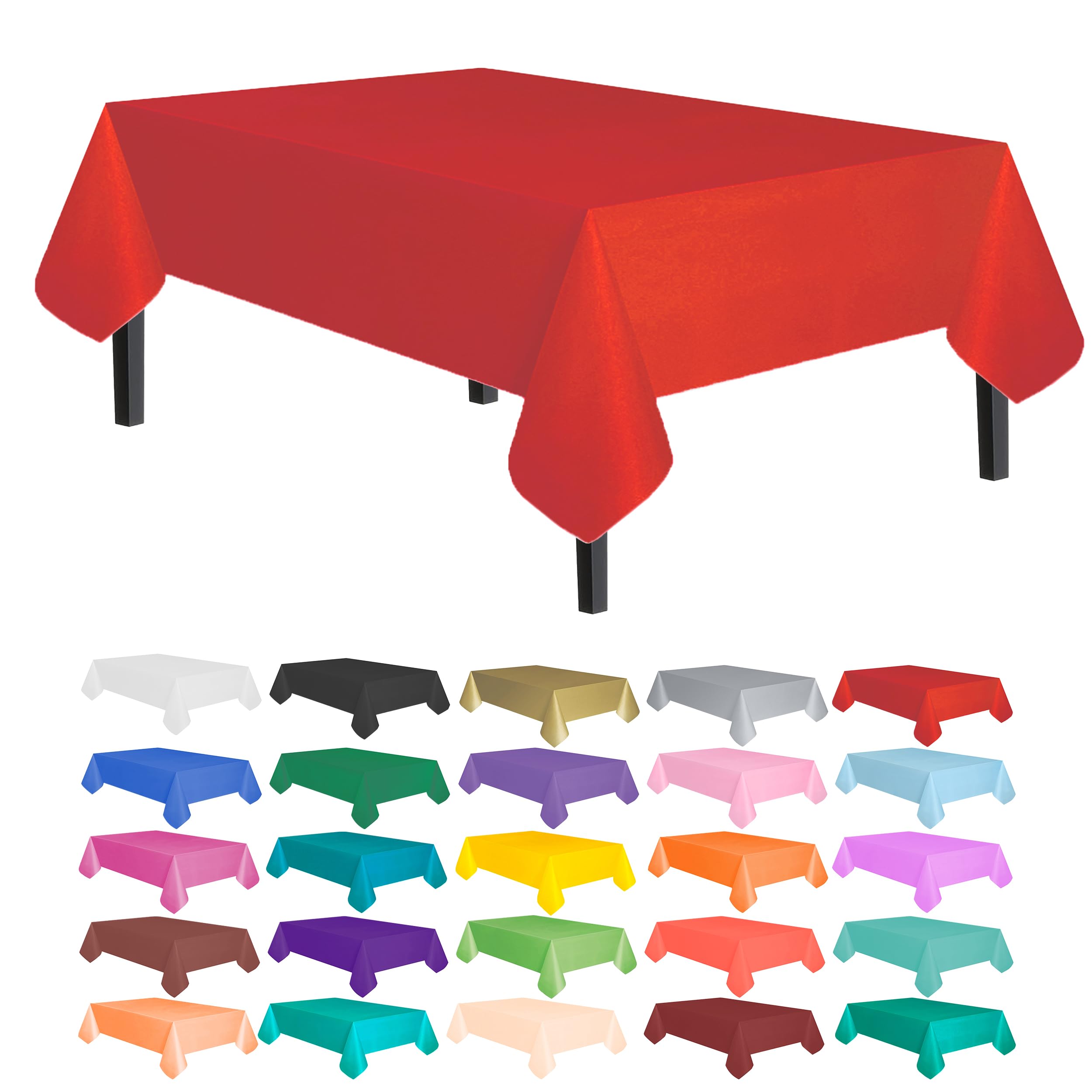Allgala Waterproof Disposable Tablecloth 6-Pack (54x108 Inches) - Red Plastic Table Cover for Parties, Birthdays, Weddings, Picnics & Home Decor | Ideal for Indoor & Outdoor Events, Holiday Gatherings & Family Celebrations