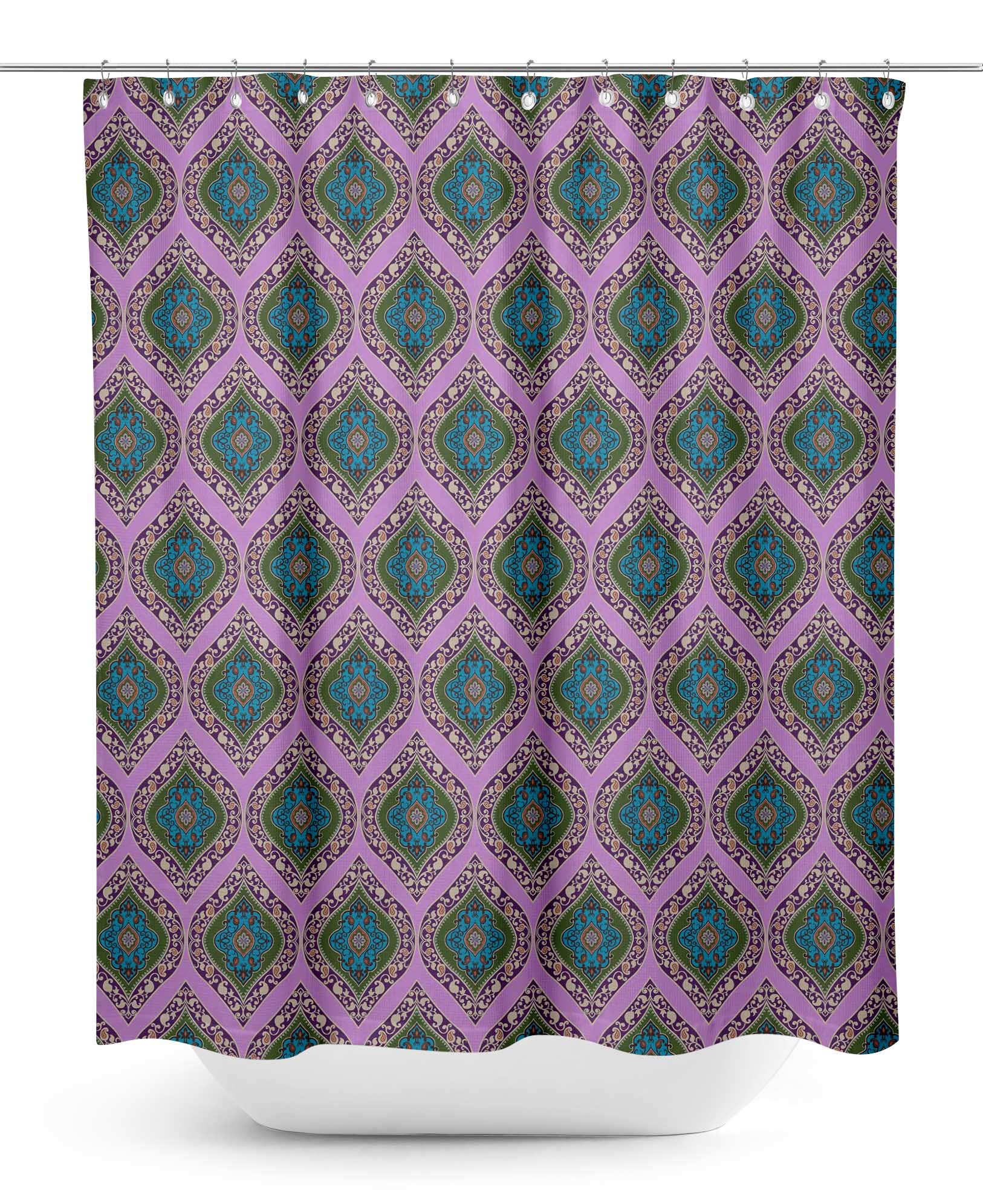Elegant Purple Seamless Damask Bathroom Shower Curtain - Waterproof & Mold Resistant - 60 x 84 Inches - Perfect for Vintage & Modern Bathroom Decor