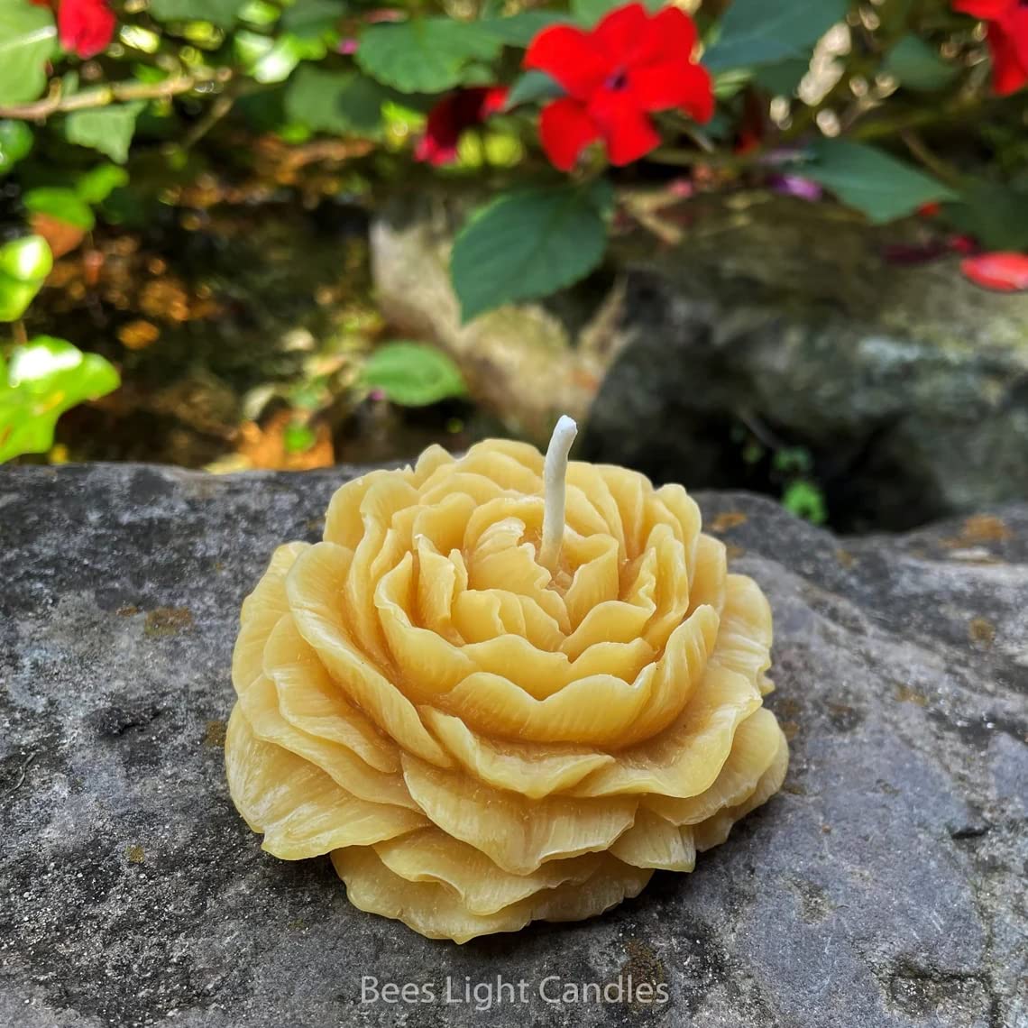 100% All Natural Peony Flower Beeswax Candle - Handmade in USA | Floral Scented Soy Candle | Perfect Gift for Mother's Day, Birthday & Home Decor | Romantic Aroma for Bedroom, Bathroom & Relaxation