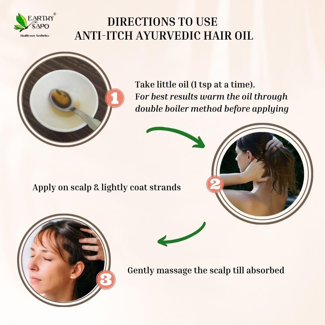 Earthy Sapo Handmade Anti-Itch Ayurvedic Hair Oil with Camphor & Neem - 100ml | Natural Scalp Treatment for Dandruff, Dryness & Hair Growth | Perfect for Daily Hair Care & Relaxing Scalp Massage