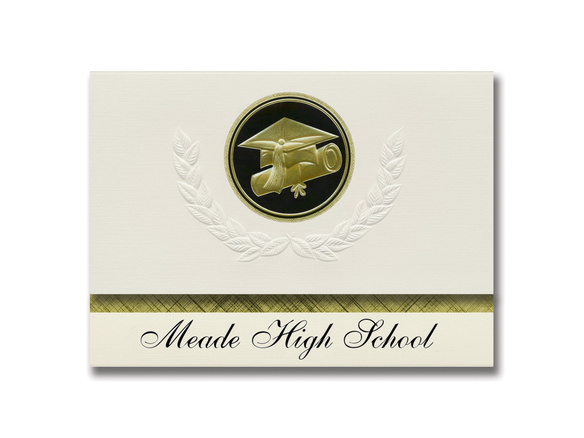 Meade High School Graduation Announcements - Presidential Style Elite Package of 25 with Cap & Diploma Seal (Black & Gold) | Fort Meade, MD | Perfect for Graduation Ceremonies, Commencement Invitations & Senior Celebrations