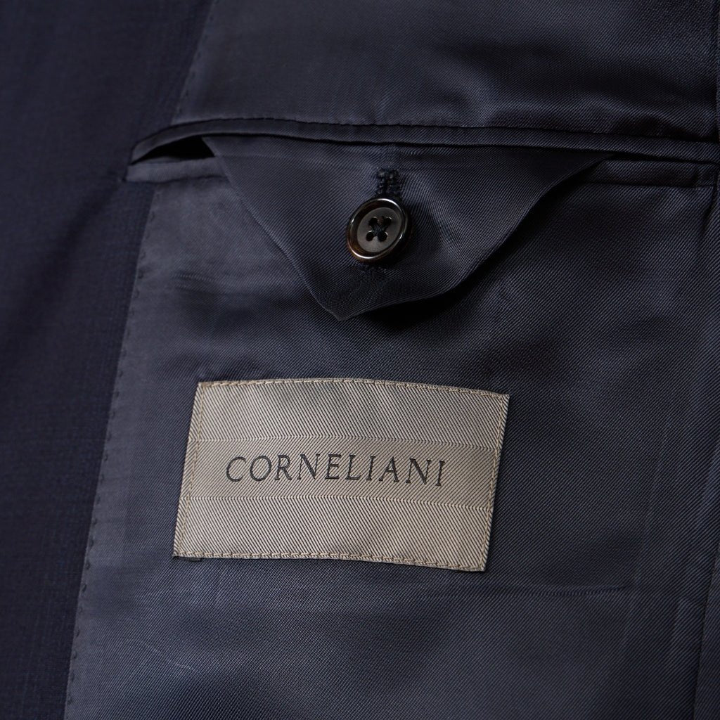 Premium CORNELIANI Stretch Virgin Wool Suit for Men - Navy Blue Slim Fit Business Attire | Perfect for Office Wear, Weddings & Formal Events