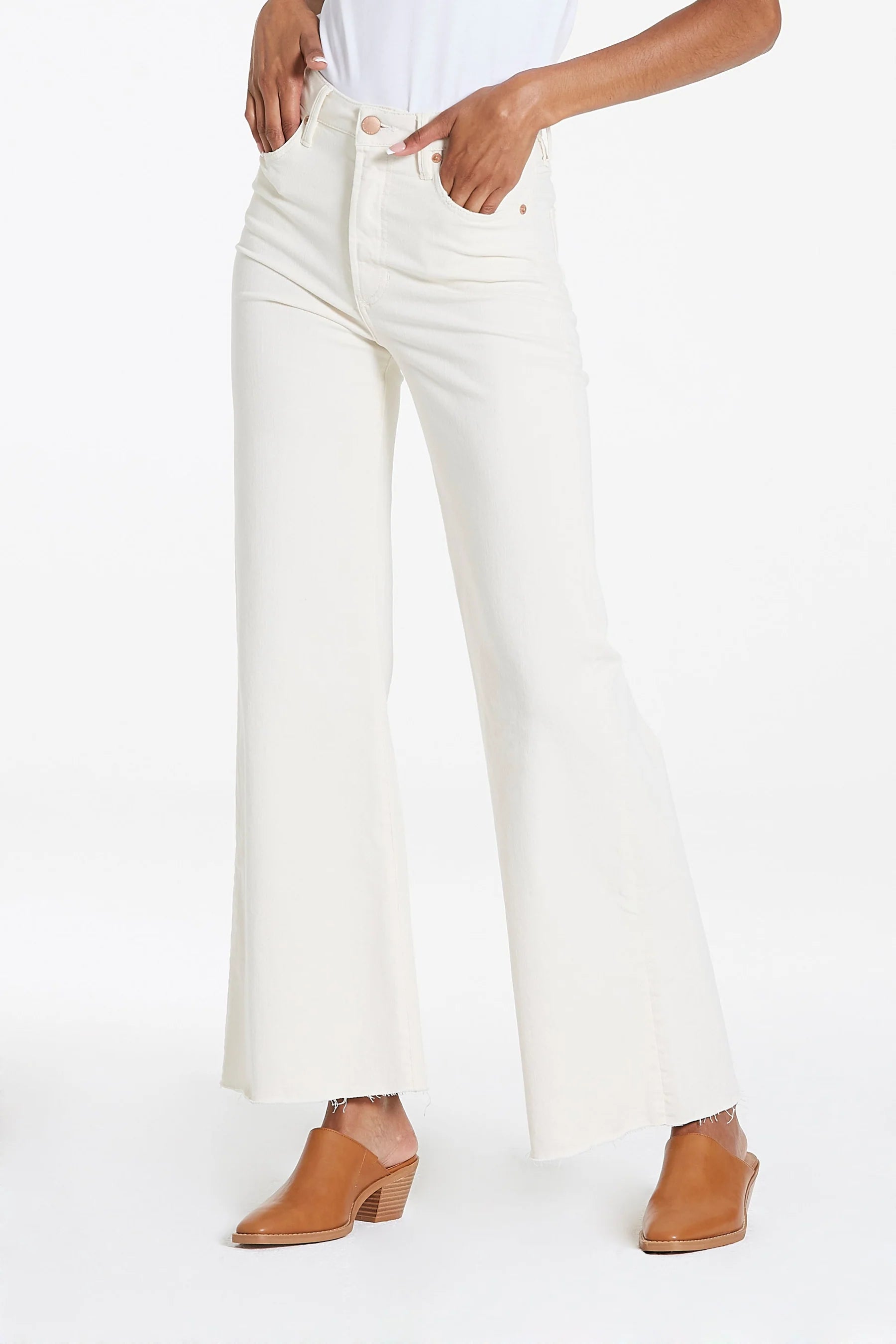Fiona Super High Rise Wide Leg Jeans for Women - Stretchy Comfort Denim Pants in Wheat Color - Perfect for Casual Outfits, Workwear & Date Nights