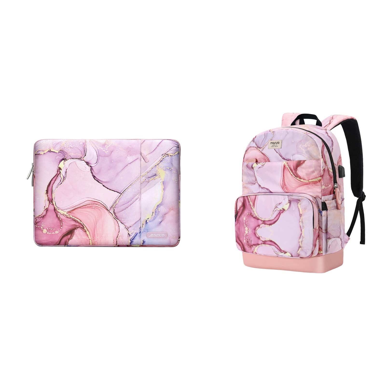 MOSISO 13-13.3 Inch Laptop Sleeve for MacBook Air/Pro Retina & 14 Inch MacBook Pro 2021-2022 (A2442) - Waterproof Polyester Vertical Case with Marble Design | Perfect for Office, School & Travel