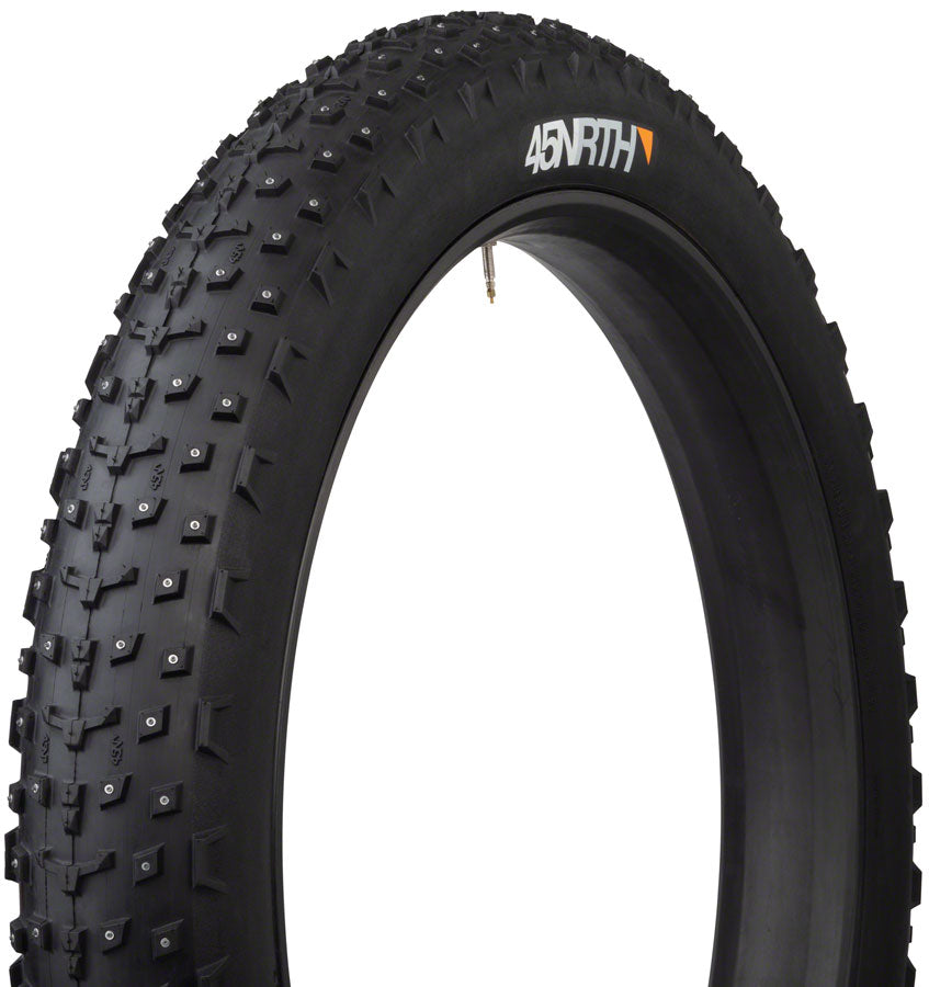 45NRTH Dillinger 4 Studded Bike Tire - 27.5x4 Tubeless, 120 TPI, Black, 252 Concave Carbide Studs - Winter Cycling, Fat Tire Snow Biking, Ice Traction for Mountain & Commuter Bikes