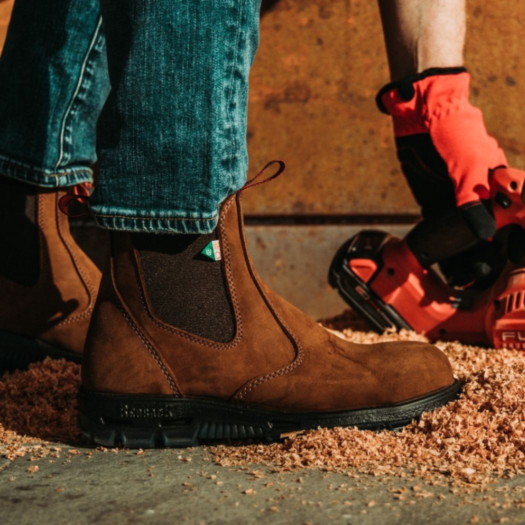 Redback Bobcat Unisex Slip-On Steel Toe Work Boots - Comfortable & Durable Safety Shoes for Construction, Warehouse & Industrial Work (PSBHT Tussock)