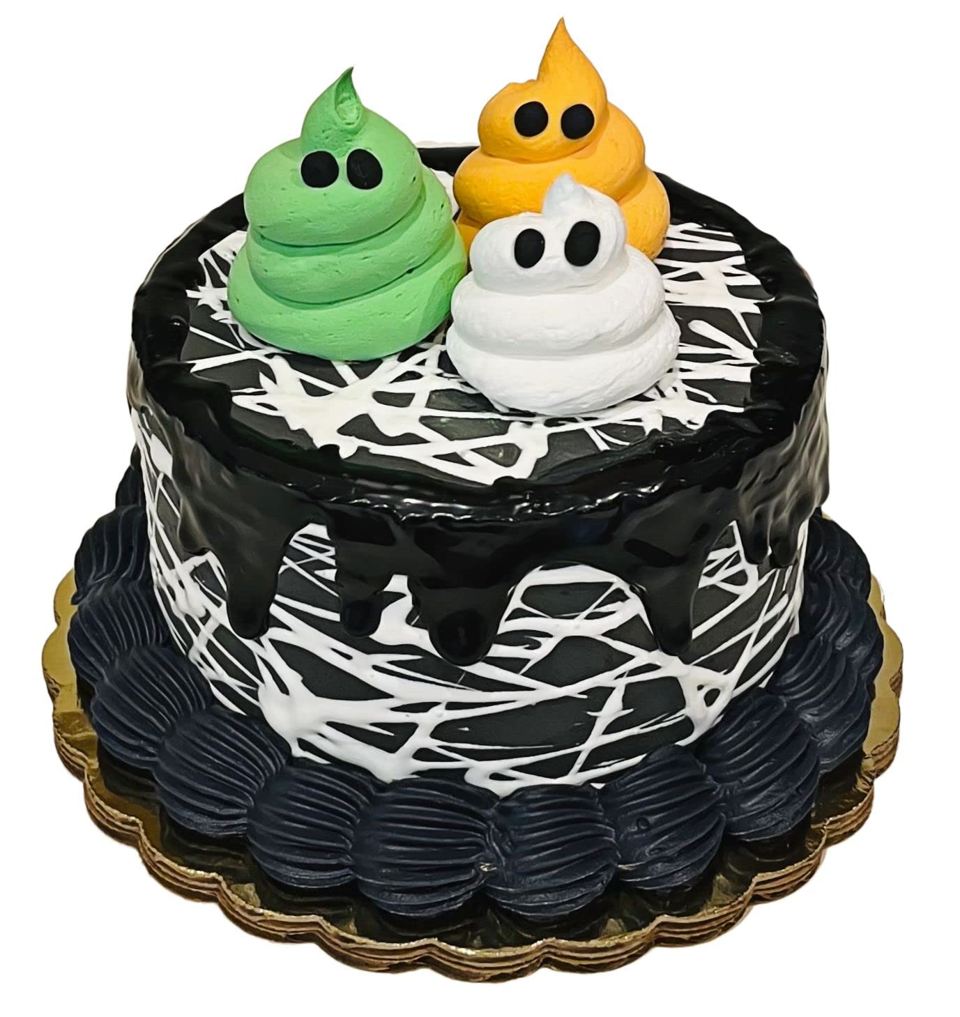 Dezicakes Fake Cake - Halloween Artificial Cake for Display - Faux Cake Decorations for Home & Kitchen - Ghost Cobweb Themed Cake - Perfect for Halloween Parties, Home Decor & Spooky Kitchen Displays