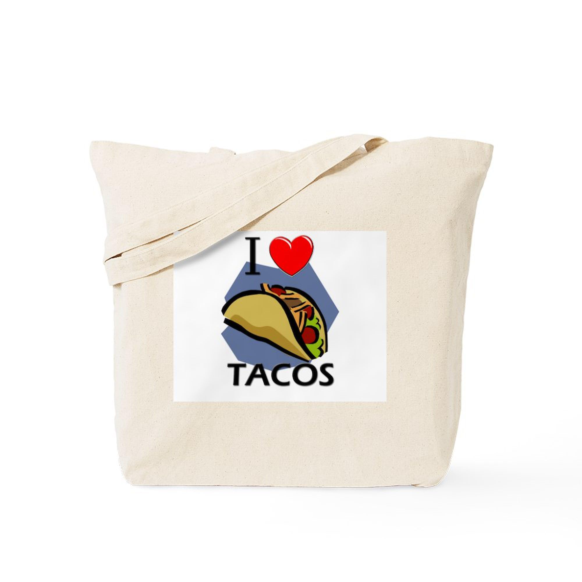 I Love Tacos Tote Bag - Natural Canvas Reusable Shopping Bag for Groceries, Beach & Farmers Market | Eco-Friendly & Durable