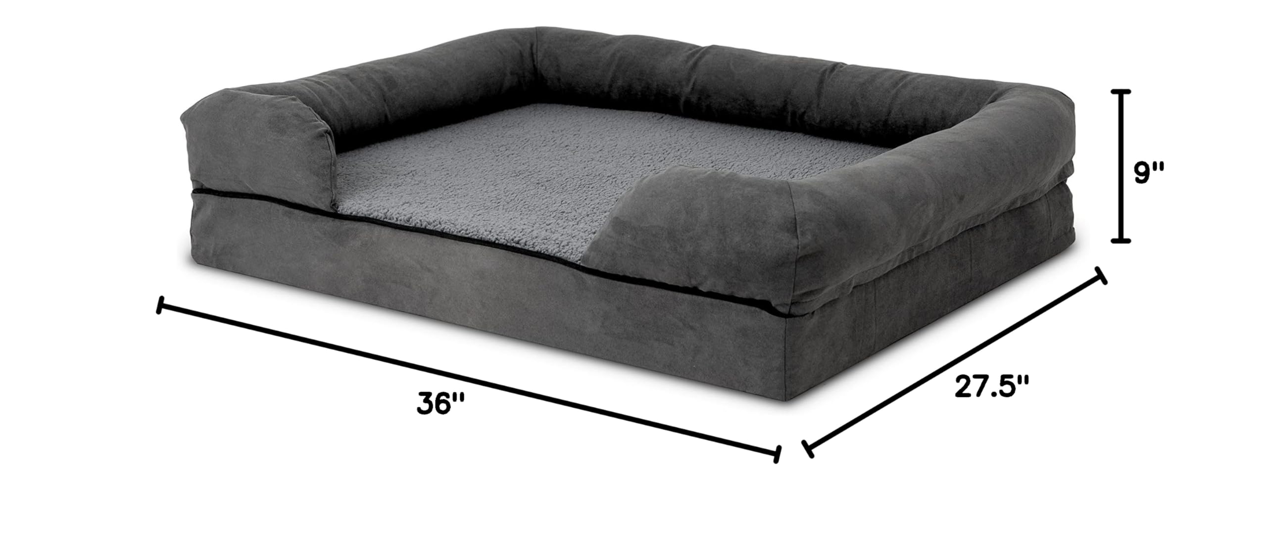 **Large Grey Plush Memory Foam Dog Bed for Arthritis & Joint Pain Relief - Orthopedic Support for Hip Dysplasia, Post-Surgery Recovery & Lameness - Waterproof Washable Cover - Vet Approved for Calming Comfort (Perfect for Senior Dogs & Post-Surgical Care)**