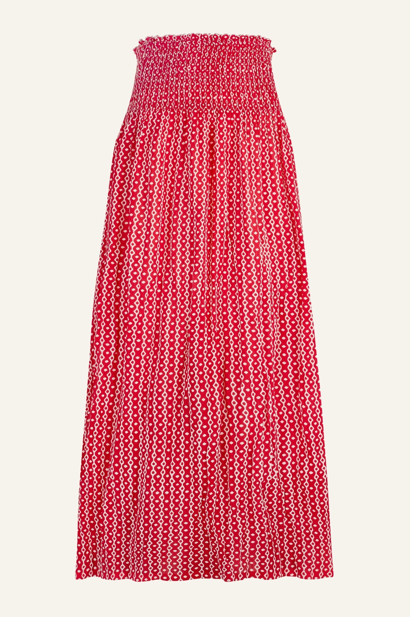 Brady Skirt with Santorini Border in Red and White - Stylish Summer Dress for Beach Vacations and Casual Outings