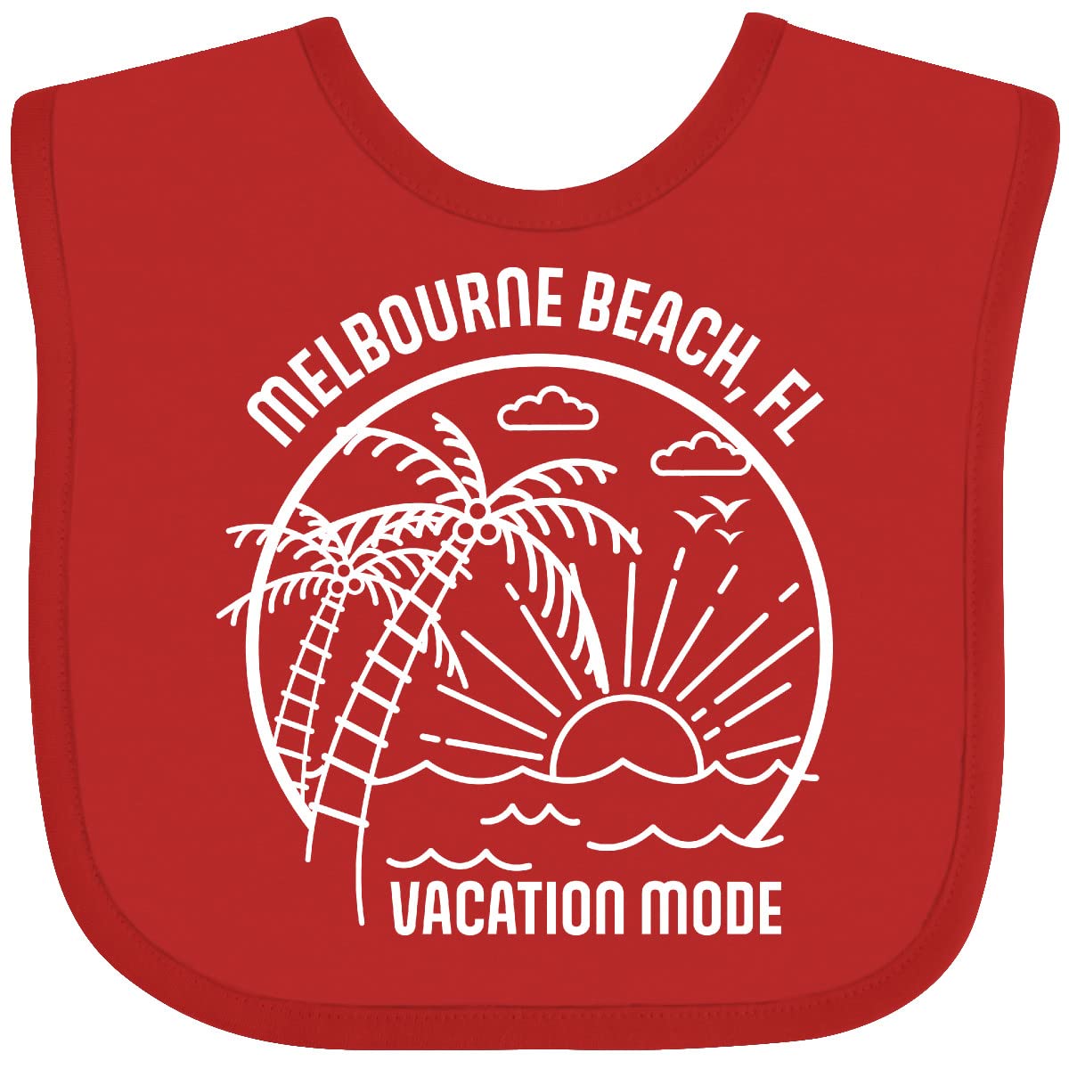 Inktastic Summer Vacation Mode Melbourne Beach Florida Baby Bib - Soft Cotton Drool Bib for Infants & Toddlers - Perfect for Beach Trips, Travel, and Everyday Use
