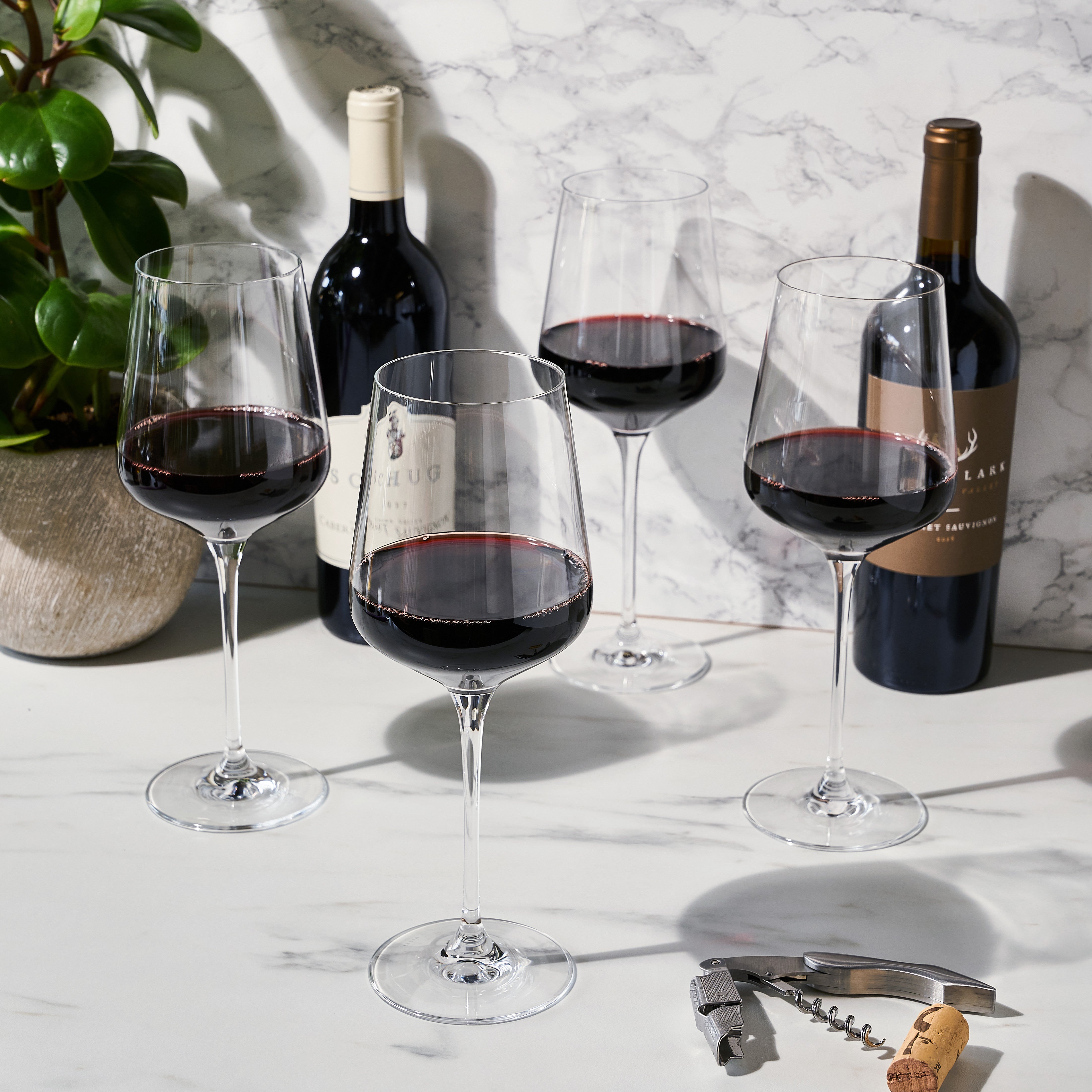 Premium Inez Crystal Bordeaux Wine Glasses Set of 4 - Elegant Stemware for Red Wine, Dinner Parties & Formal Entertaining