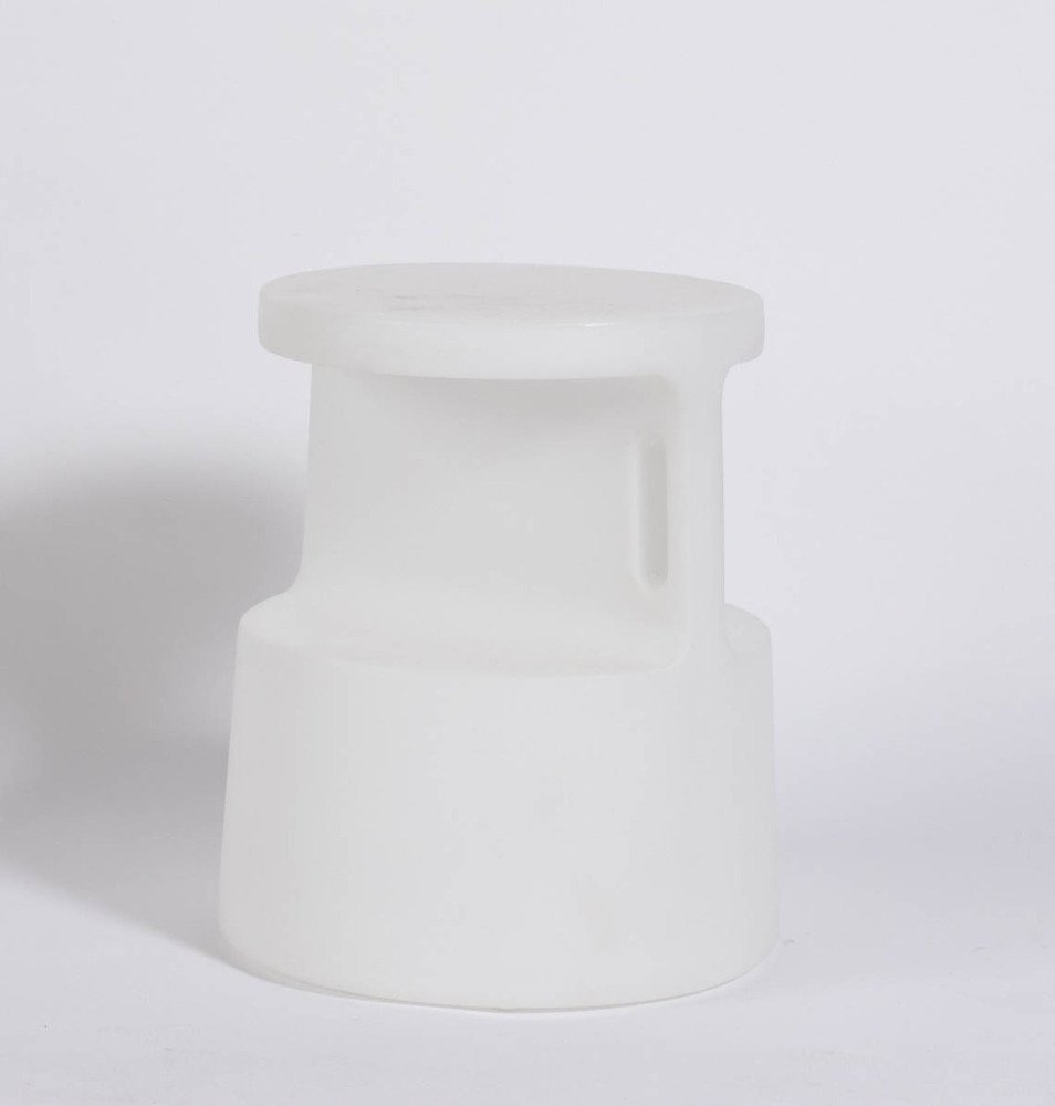 OFFI Tote: White Portable Side Table and Stool - Lightweight Foldable Ottoman for Outdoor Picnics, Beach Trips, and Camping