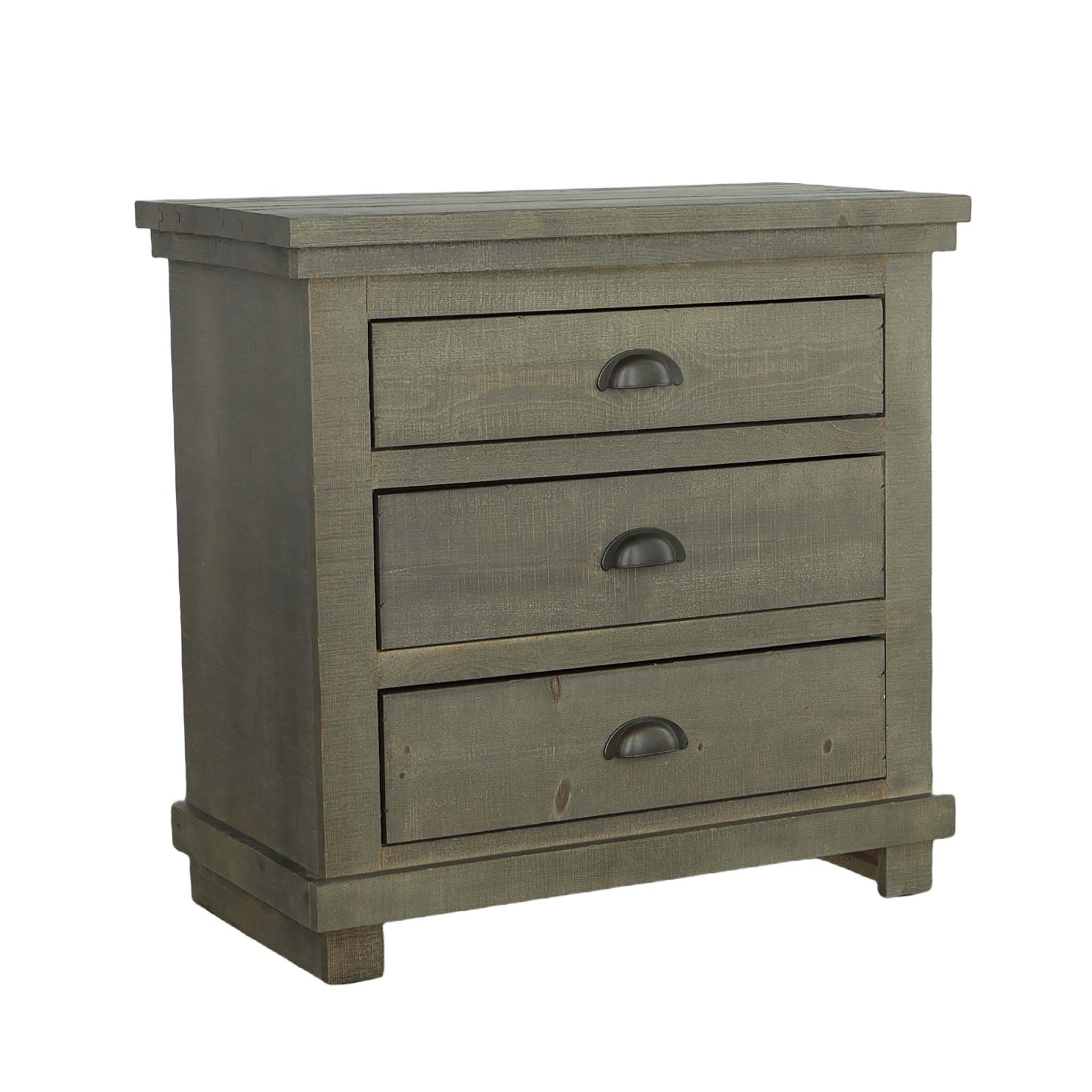 Progressive Furniture Willow Nightstand - Distressed Dark Gray Finish, Bedroom Side Table with Storage for Home Decor