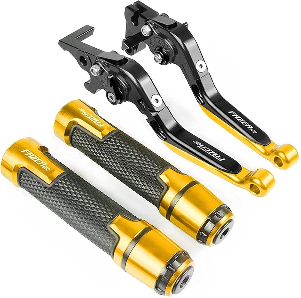 Premium Motorcycle Grips - Non-Slip Handlebar Grips with Comfortable Texture for Yamaha Fazer 600 (2004-2010) - Durable Rubber Hand Grips & Bar End Caps - Ideal for Long Rides, Commuting & Adventure Touring