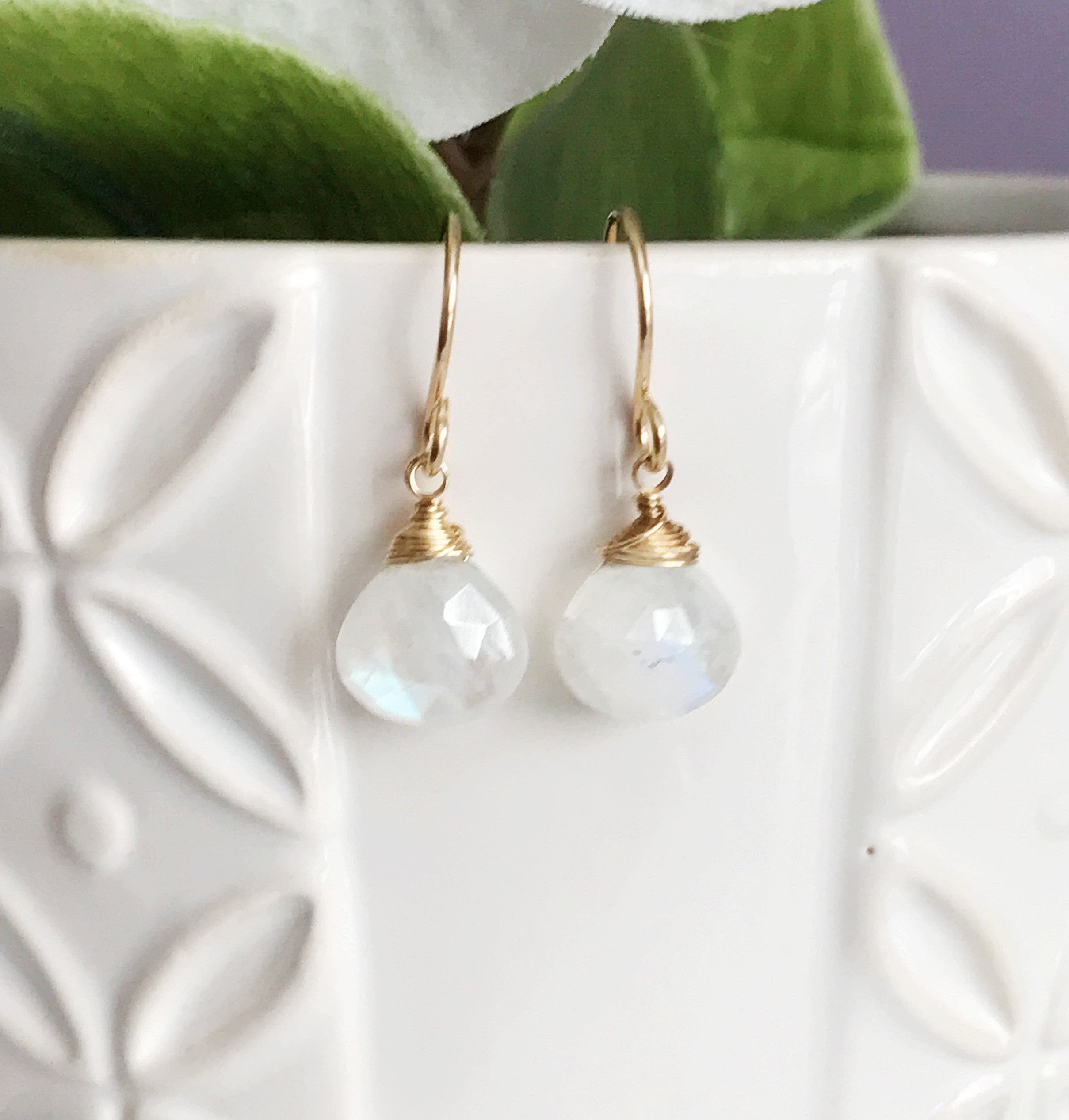 Moonstone Stud Earrings Kala (E262) - Elegant Jewelry for Women, Perfect for Weddings & Special Occasions