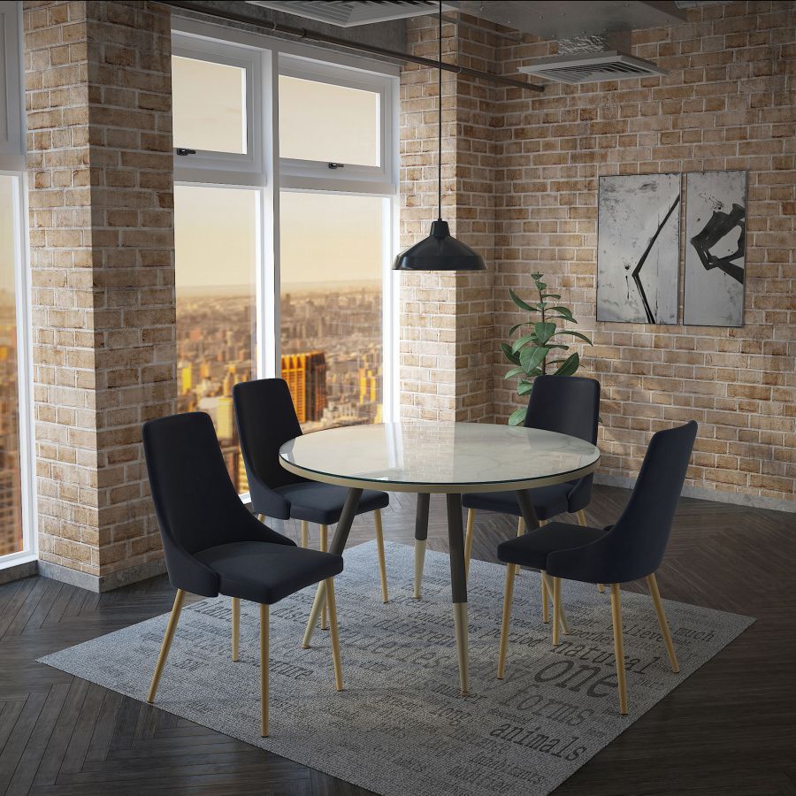 Velvet Upholstered Dining Chair - Carmilla Style Modern Accent Chair for Living Room, Bedroom & Dining Area - Comfortable & Elegant Seating for Home Decor