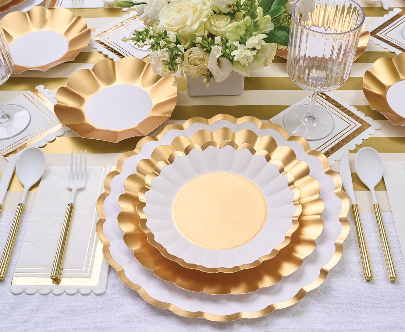 Premium Villa Flatware Set - 24-Piece Stainless Steel Cutlery with Elegant White & Gold Handles - Perfect for Fine Dining, Weddings, and Special Occasions