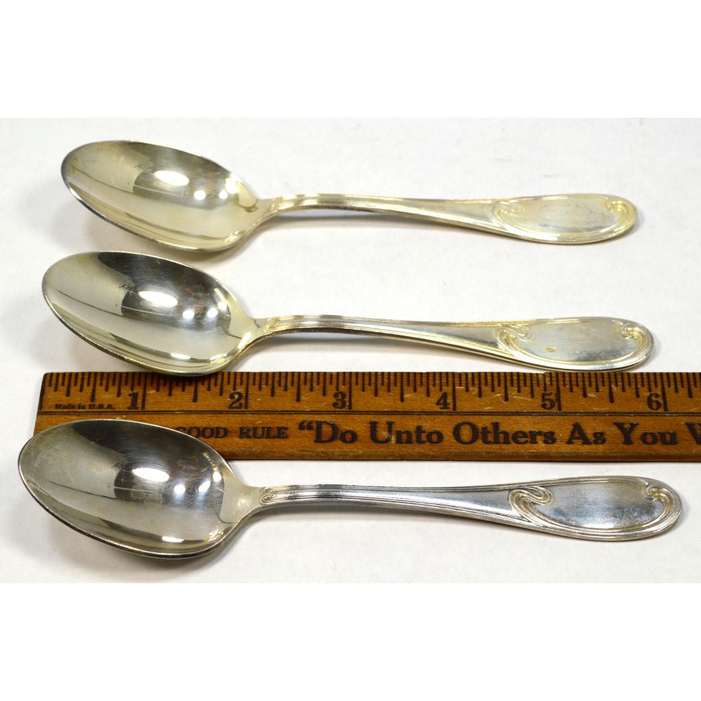 Vintage ERCUIS Silver Plated Flatware Set - 3 Oval Teapoons & Fruit Spoons with Wave Pattern - Perfect for Afternoon Tea, Dessert Serving & Antique Collection