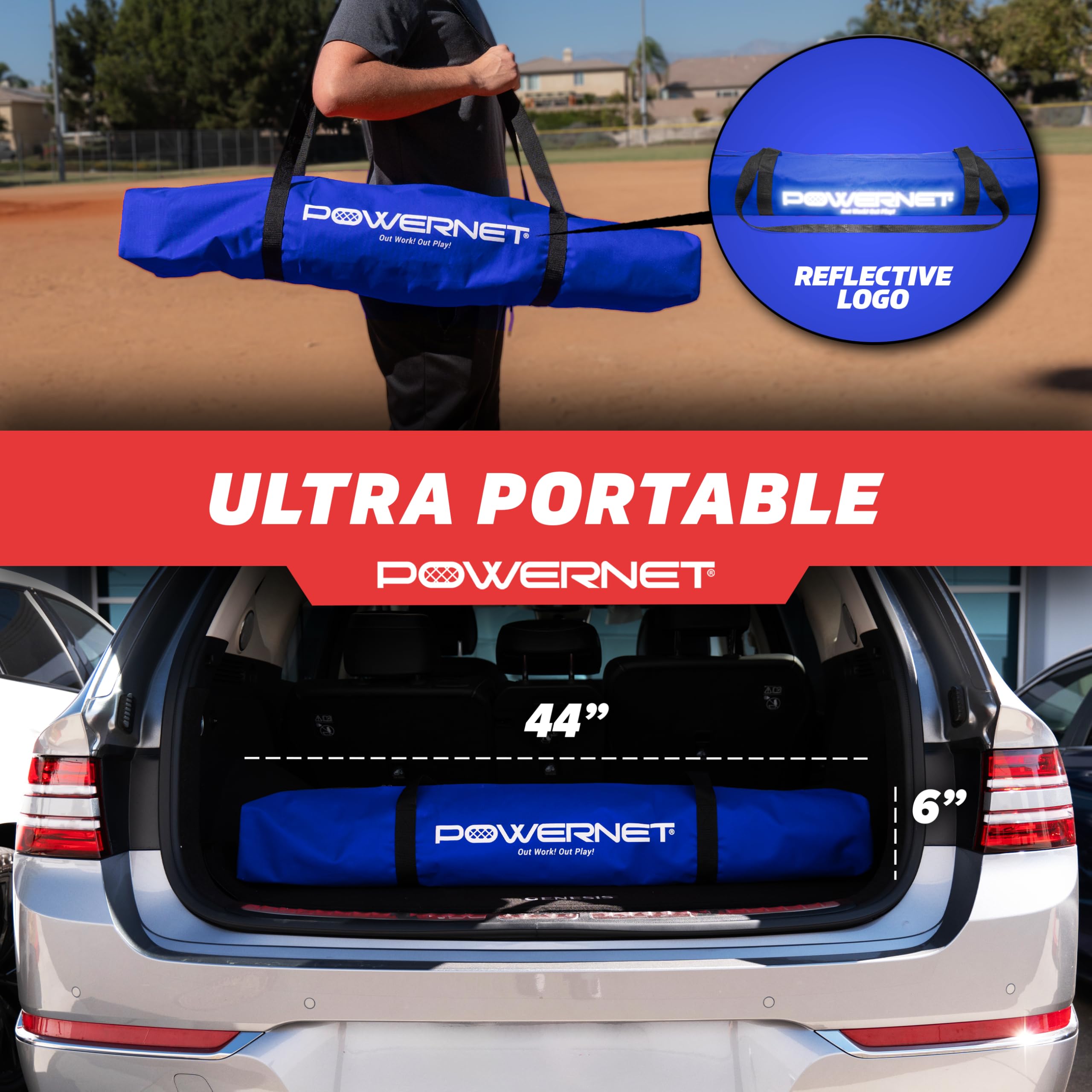 PowerNet Baseball Training Equipment - 7-FT Portable Batting Practice Net with I-Frame & A-Frame Options for Softball & Baseball | Perfect for Backyard Drills, Team Practice & Pitching Training