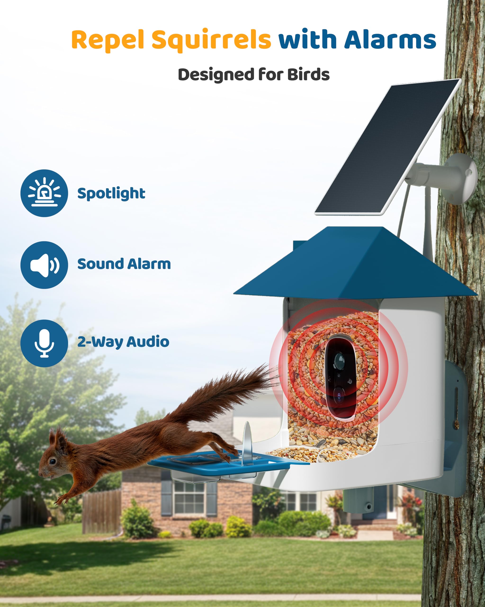 Smart Bird Feeder with Camera - AI Identifies 11,000+ Bird Species | 2K HD Solar Powered Bird House Camera | Auto Video Capture & Instant Alerts | 2L Large Capacity | Perfect Gift for Bird Watchers & Nature Lovers | Ideal for Backyard Birdwatching & Wildlife Monitoring