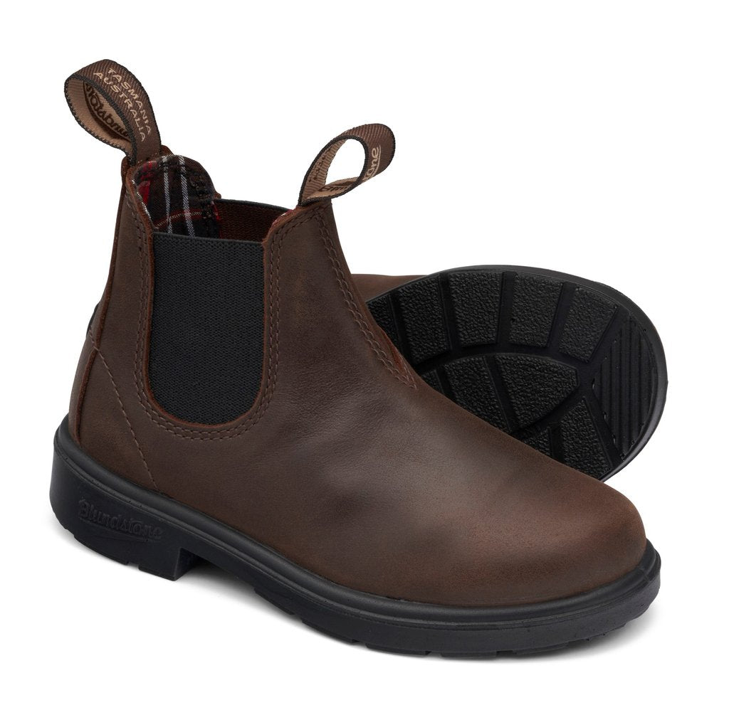 Blundstone 1468 Kids Boots - Antique Brown Leather Chelsea Boots for Boys & Girls - Comfortable & Durable for School, Outdoor Play & Everyday Wear