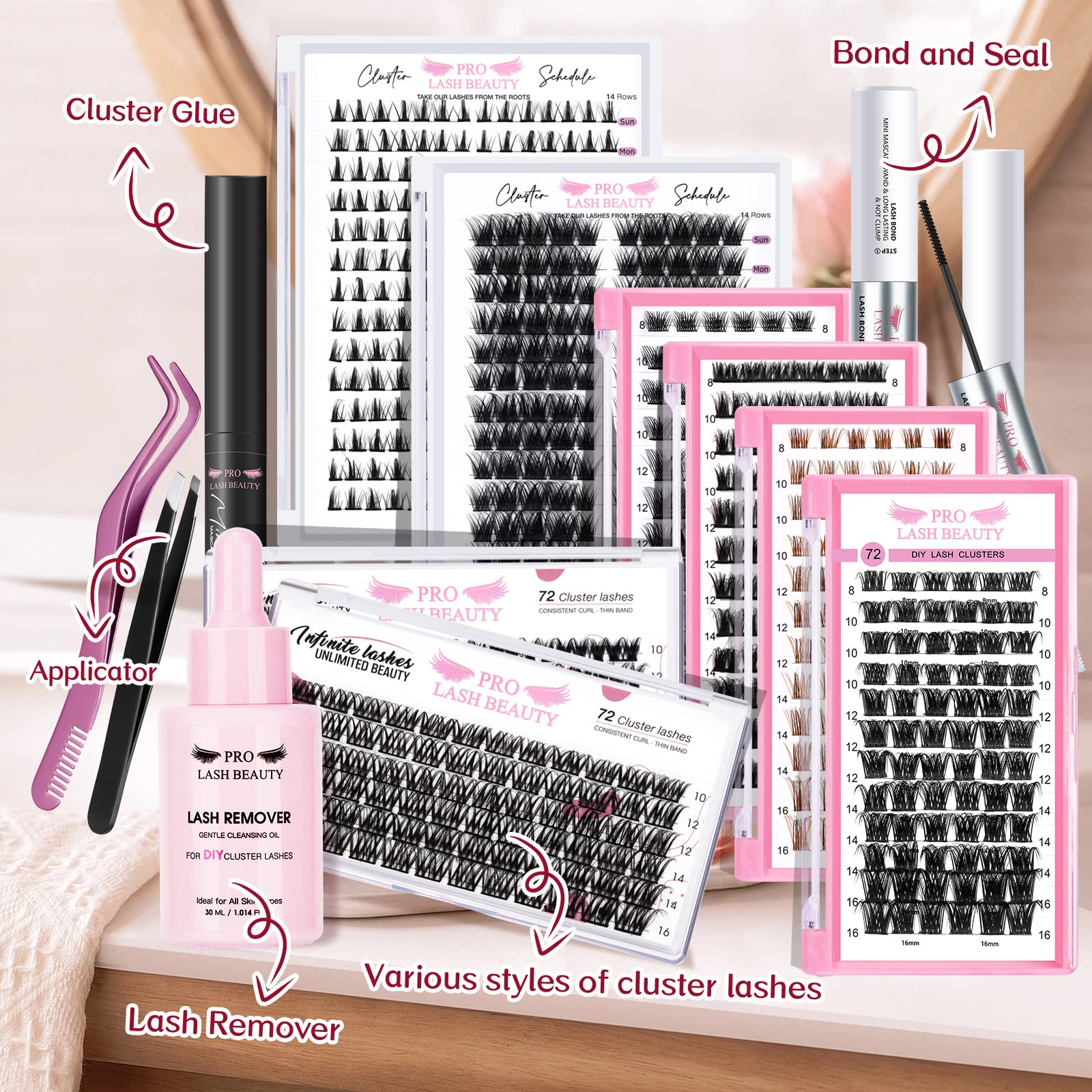 72 Pcs Cluster Lashes for DIY Eyelash Extensions - Reusable Soft & Comfortable Individual Lash Clusters, Fluffy Super Thin Band (Tender-D-8-16mix) | Perfect for Natural Everyday Look, Parties & Special Occasions