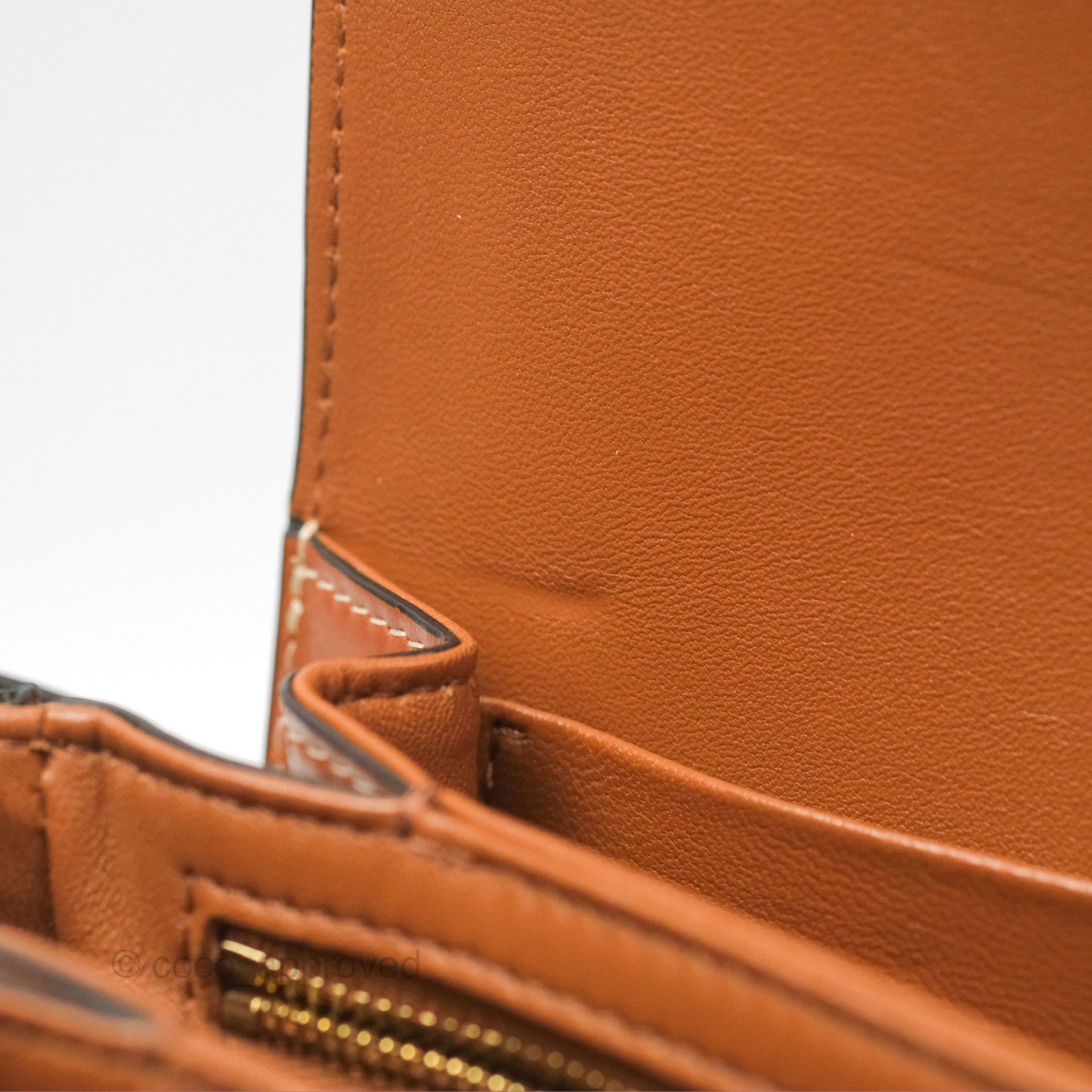 Celine Medium Triomphe Bag in Triomphe Canvas & Tan Calfskin Leather - Luxury Crossbody Purse for Women, Perfect for Work, Travel & Evening Events