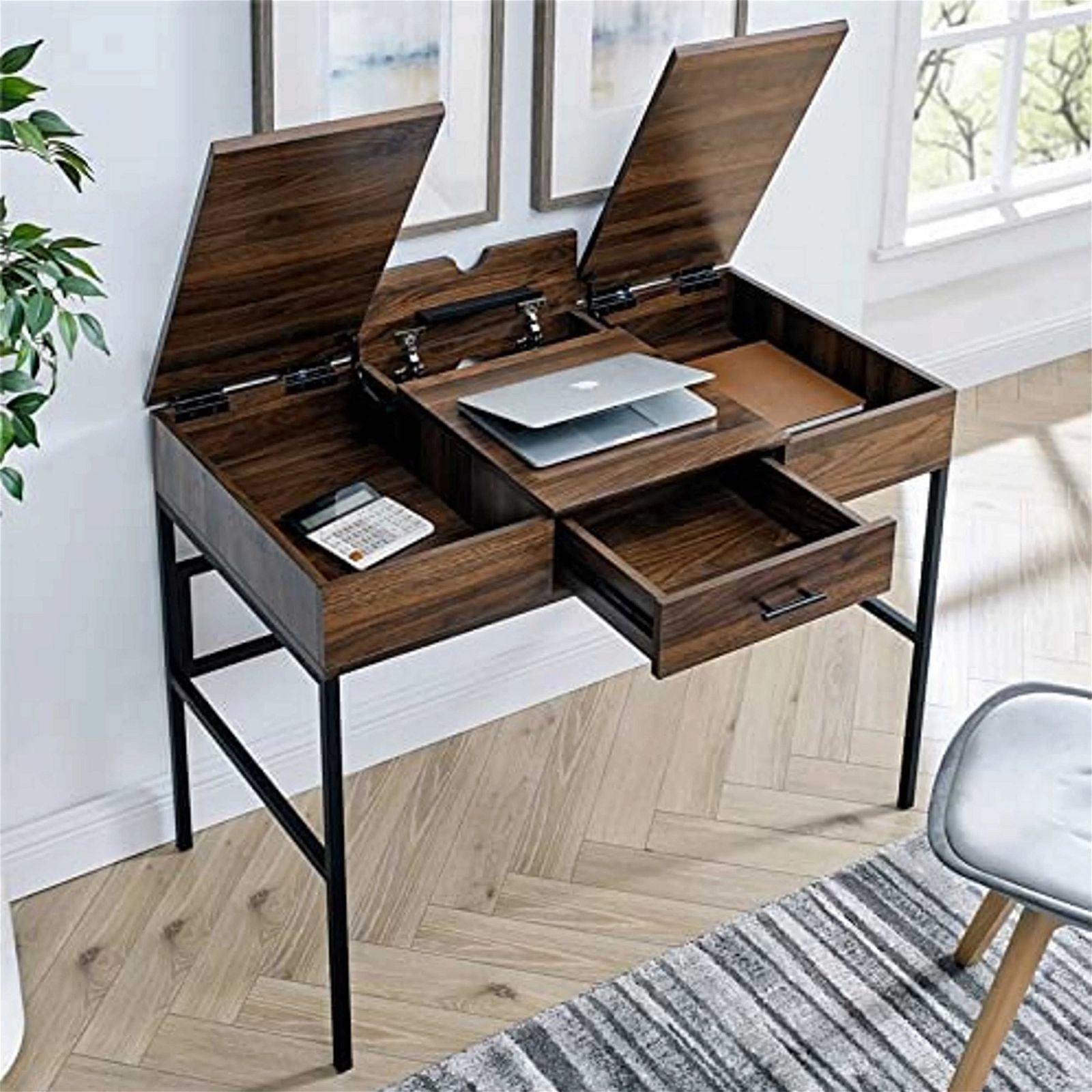Urban Style ADEPT Modern Walnut Finish Desk - Perfect for Home Office, Study & Workspace