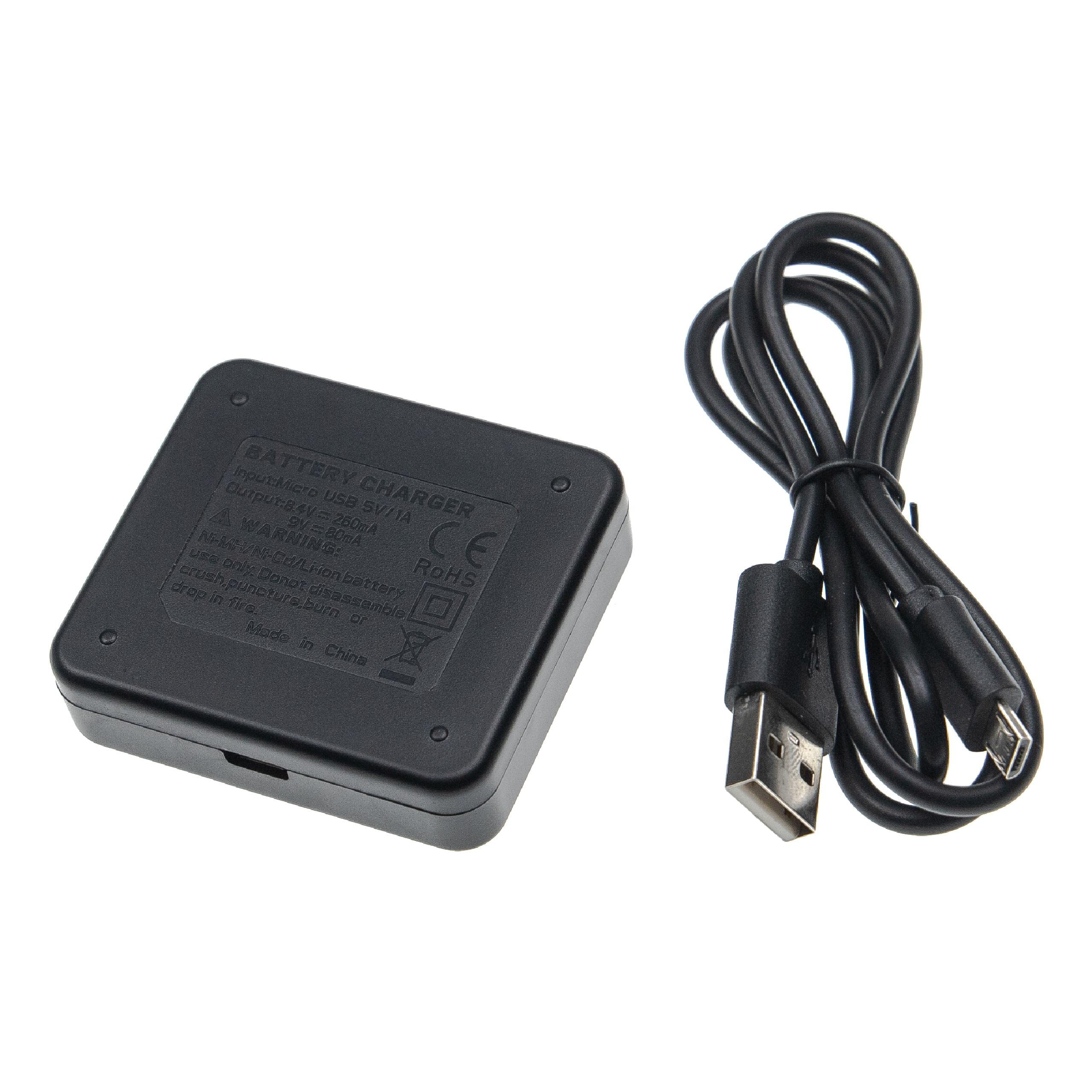 VHBW Universal Battery Charger for Ni-CD, NiMH, Li-ION & 9V Block Batteries - 2 Slot Micro-USB Fast Charging | Perfect for Cameras, Toys, Remote Controls & Electronic Devices