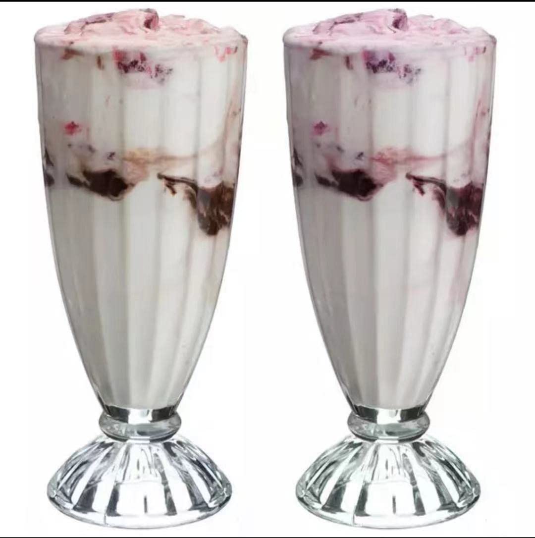 Royal Cuisine Set of 2 Premium 360ml Dessert Cups - Elegant Knickerbocker Glory Sundae Glasses, Long Cocktail Glasses & Milkshake Soda Glassware for Ice Cream, Parfaits, Smoothies & Party Desserts