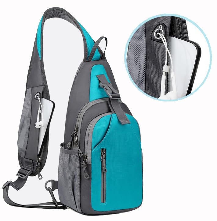 Anti-Theft Travel Sling Bag for Men - Lightweight Crossbody Shoulder Backpack with Earphone Hole & Water Bottle Holder - Perfect for Running, Hiking, Gym & Daily Commute