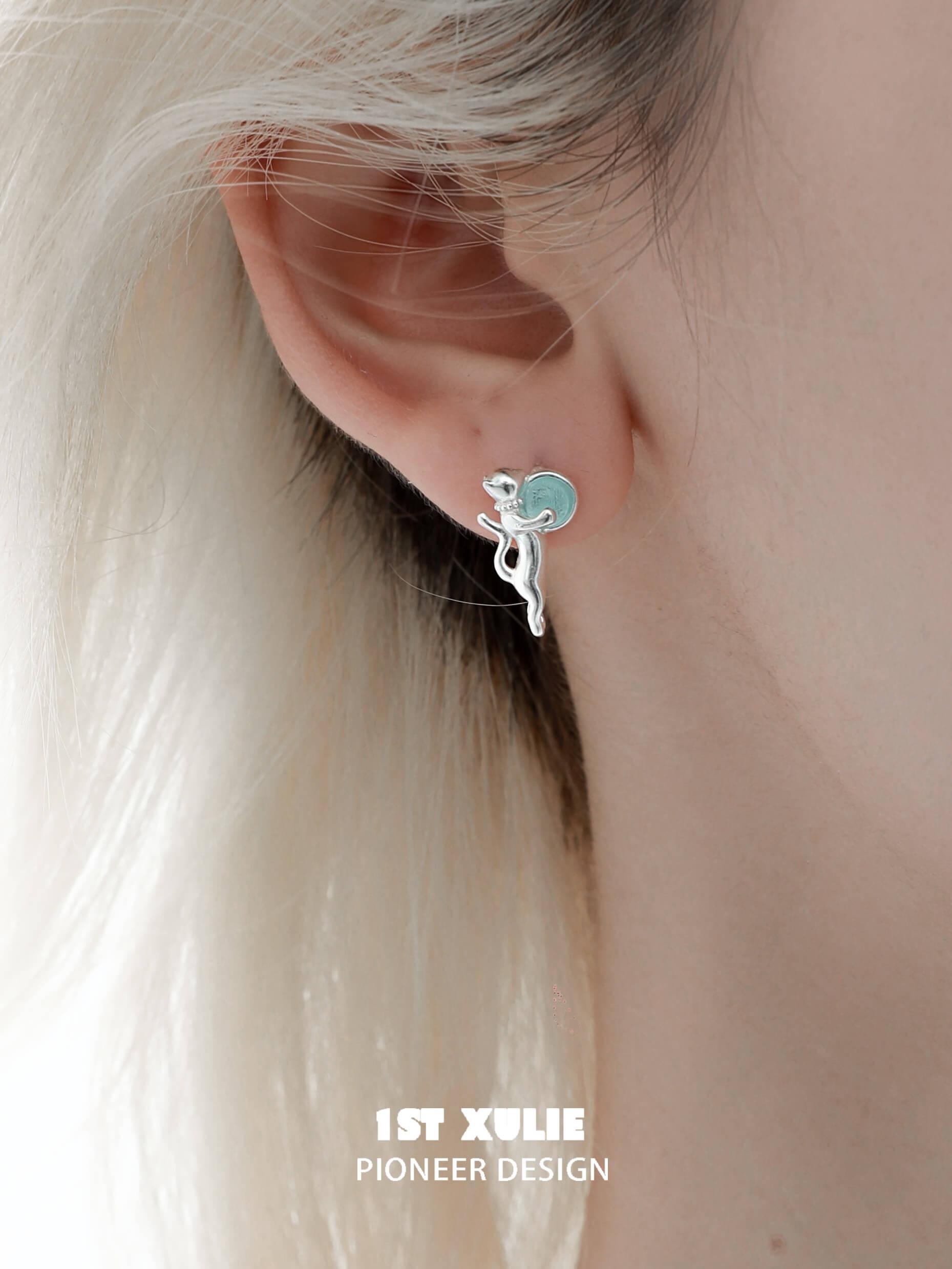 Lucky Cat S925 Sterling Silver Crystal Earrings - Elegant Handmade Jewelry for Women | Perfect Gift for Birthday, Anniversary & Special Occasions | Boho Chic & Party Wear Accessories