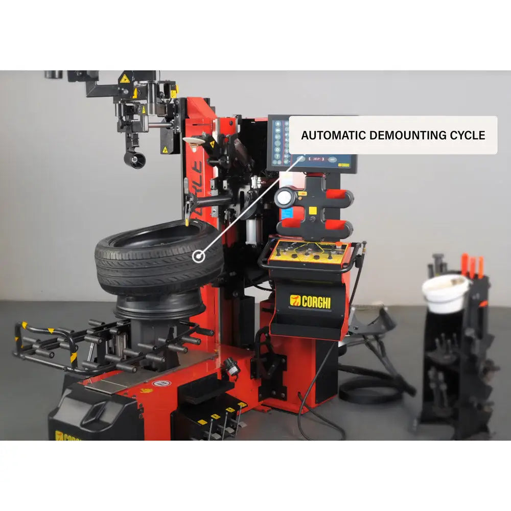 Corghi Master Force Hydraulic Tire Changer with Automatic Contactless Technology - Heavy Duty Wheel Changer for Auto Repair Shops & Tire Service Centers