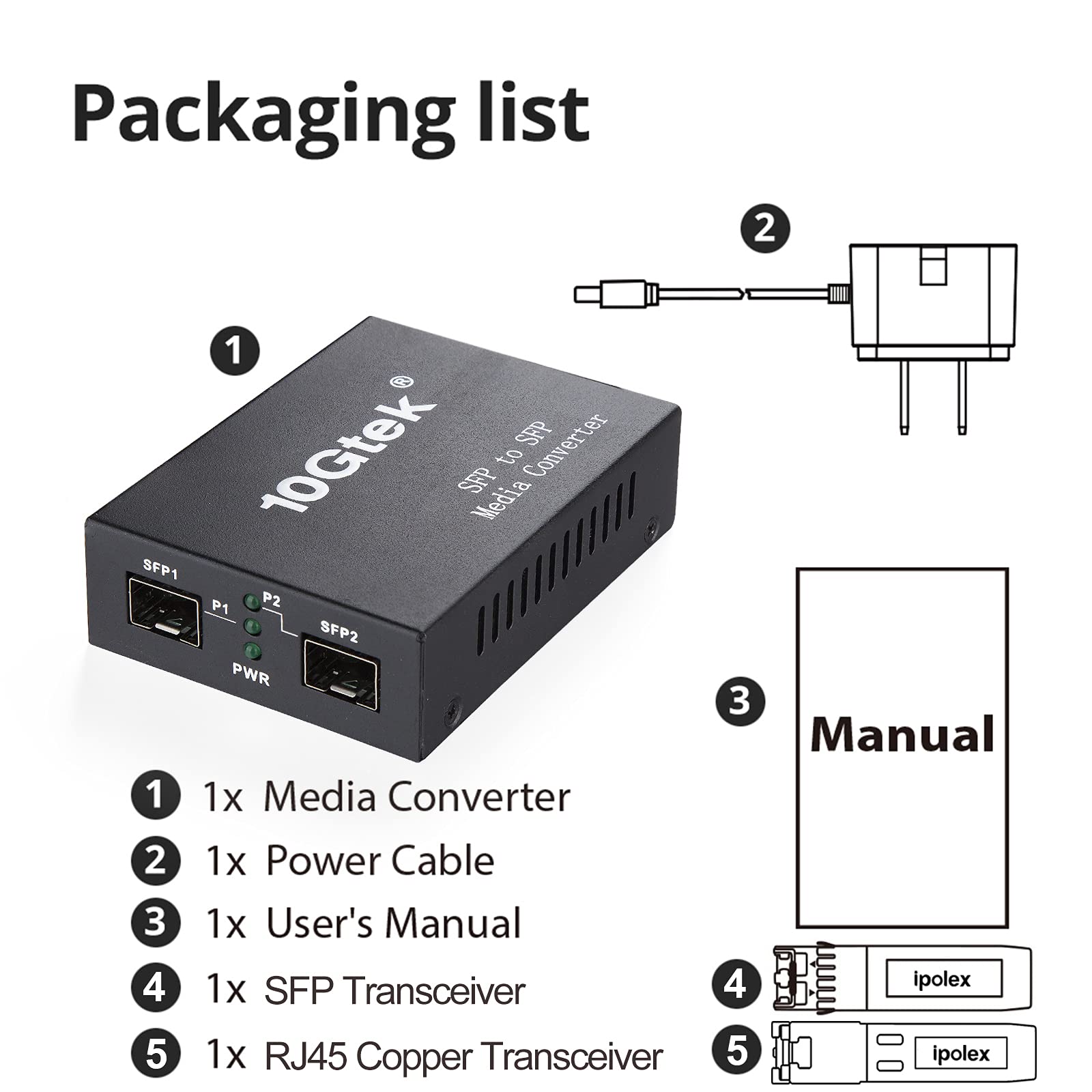 iPolex 10G SFP+ to SFP+ Fiber Media Converter with LR & 10GBase-T Modules | 10G OEO Converter for Single Mode LC Fiber & CAT6a/7 | 10km Ethernet Transmission | Ideal for Data Centers, Enterprise Networks & High-Speed Internet Connectivity