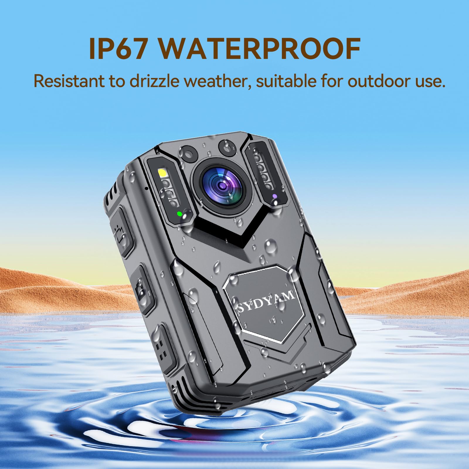 SYDYAM-Z5 2K 1440P Body Camera with 128GB Storage - 8-10 Hours HD Recording, IP67 Waterproof, Audio & Video Recorder - Ideal for Police, Security Guards, Hiking, Meetings & Daily Patrols
