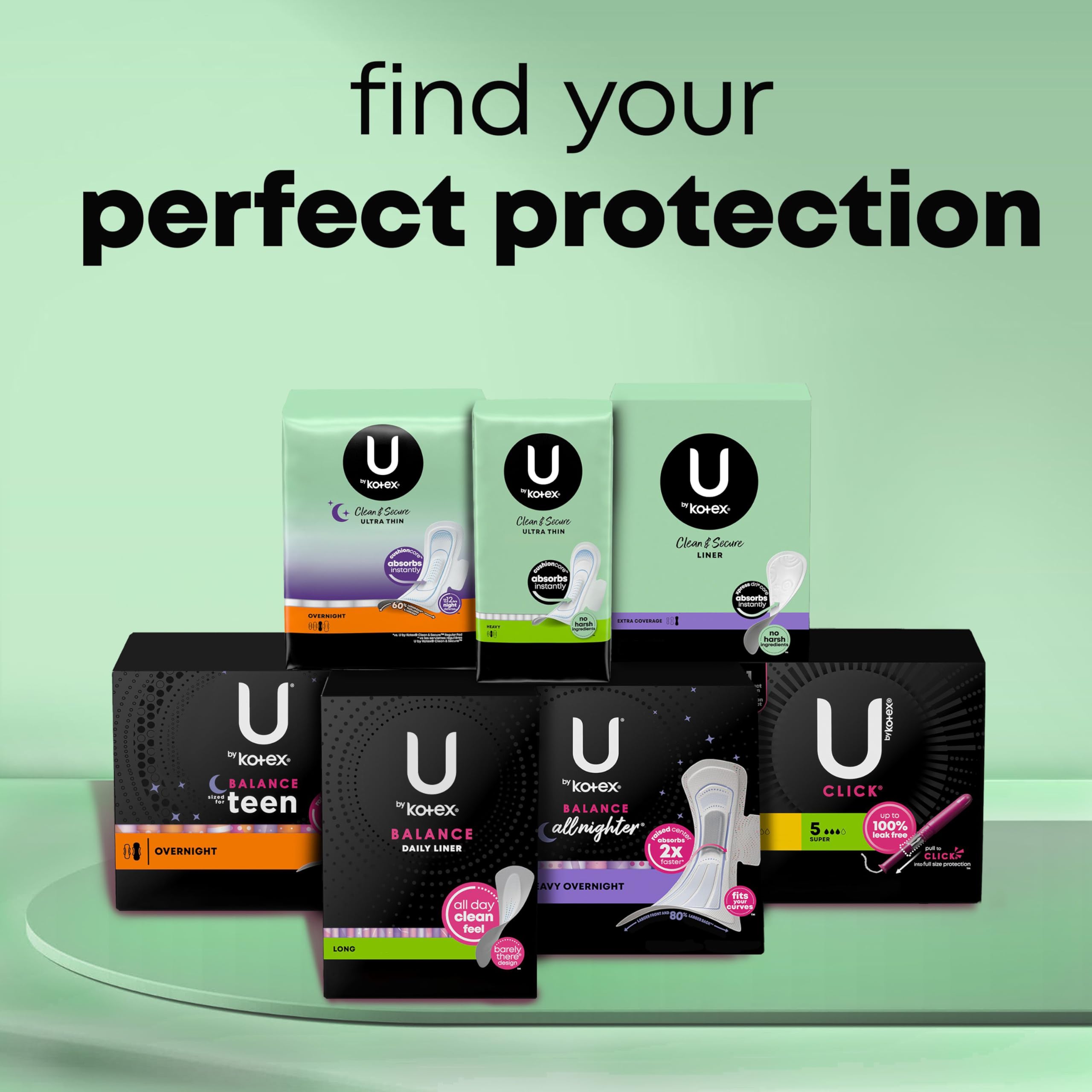 U by Kotex Clean & Secure Maxi Pads - Regular Absorbency, 192 Count (4 Packs of 48) | Ultra Thin Feminine Pads for Women | Day & Night Use for Maximum Protection | Comfortable & Leakproof Sanitary Napkins | Perfect for Active Lifestyles & Daily Wear