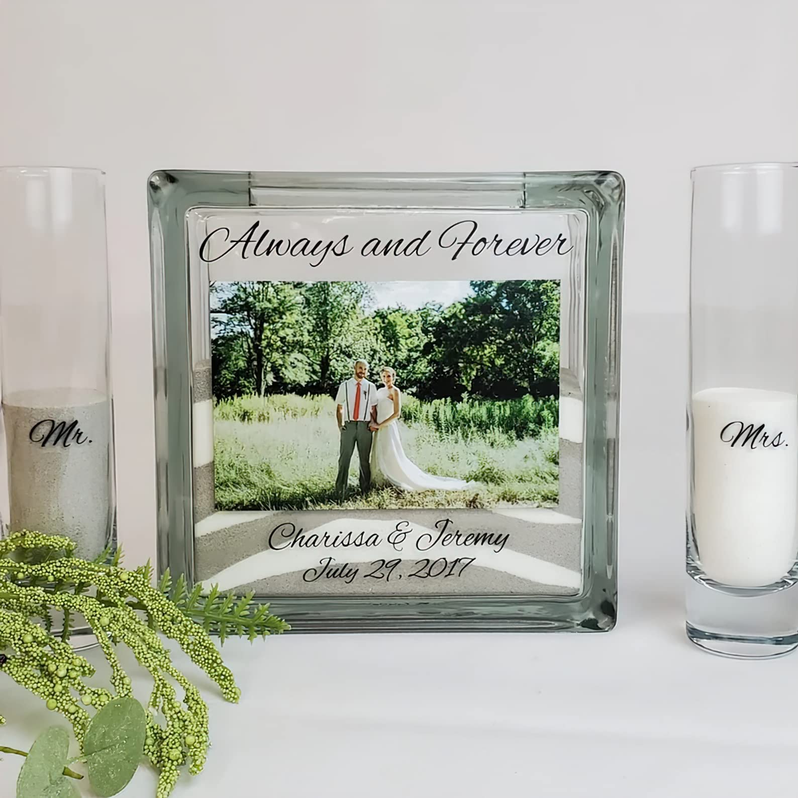 Personalized Unity Sand Ceremony Kit for Weddings - Glass Set with Lid, Sand & Ink Printed Design | Blended Family Wedding Ceremony, Unity Candle Alternative (Design 3) | Perfect for Wedding Vows, Anniversary Celebrations & Family Bonding Moments