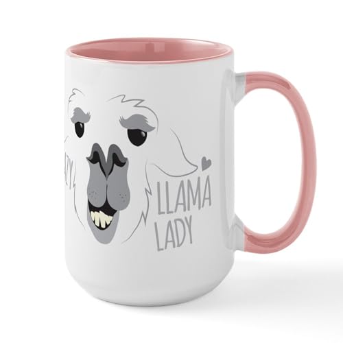 White/Pink Inside - Crazy Llama Lady Mugs