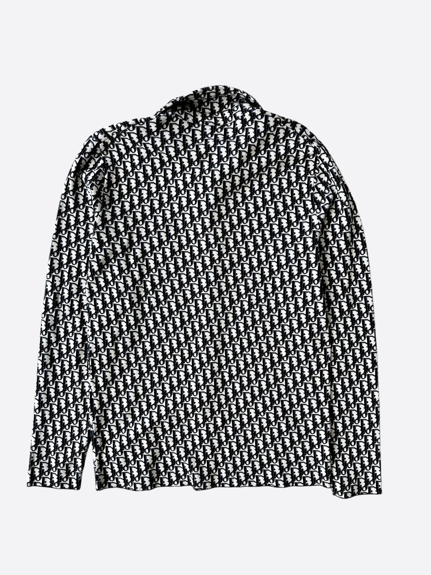 Dior Beige & Blue Oblique Button Up Shirt for Men - Stylish Casual & Office Wear | Premium Cotton Dress Shirt for Business & Social Events